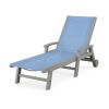 POLYWOOD Coastal Chaise with Wheels in Slate Grey / Poolside Sling