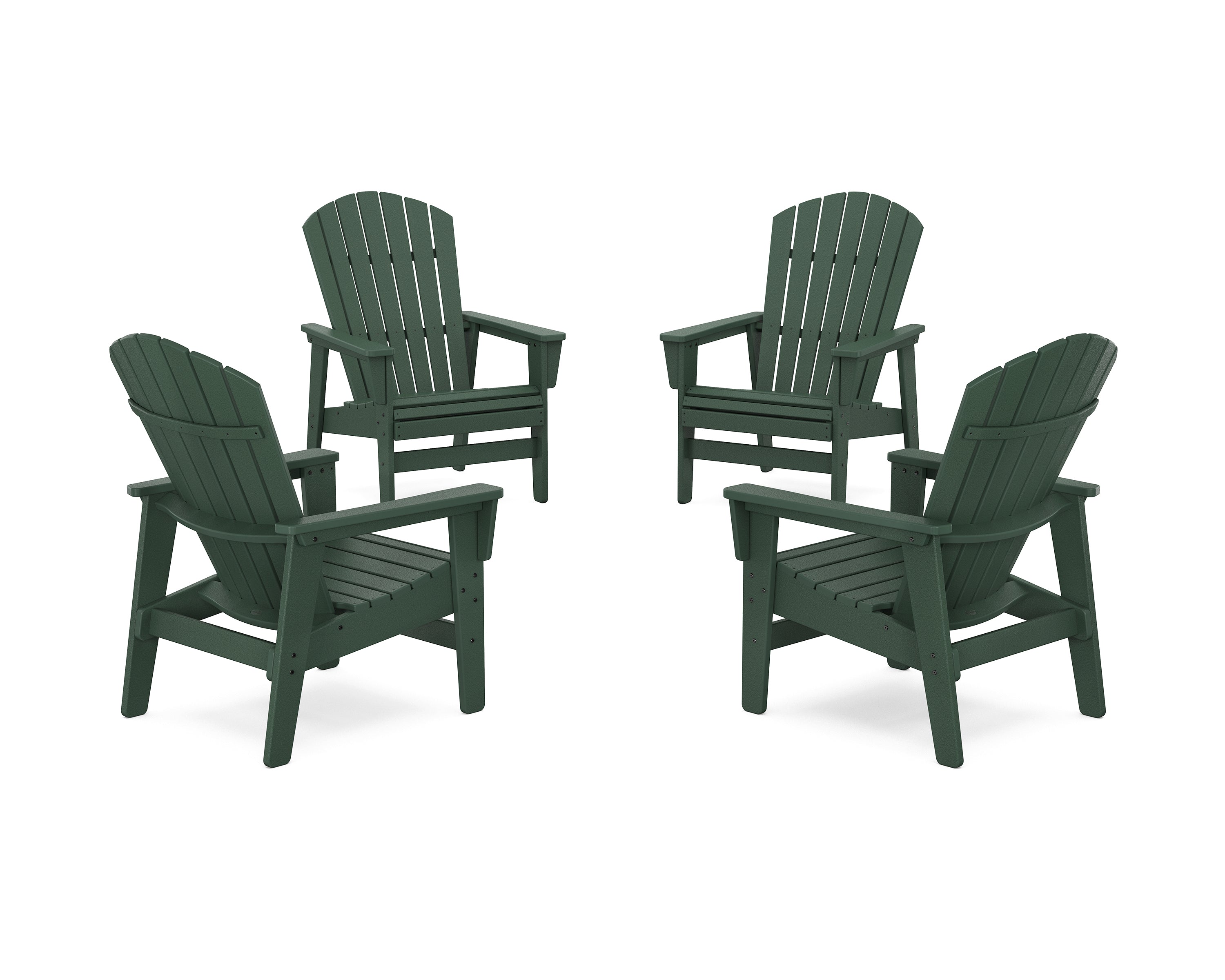 POLYWOOD 4-Piece Nautical Grand Upright Adirondack Chair Conversation Set in Green