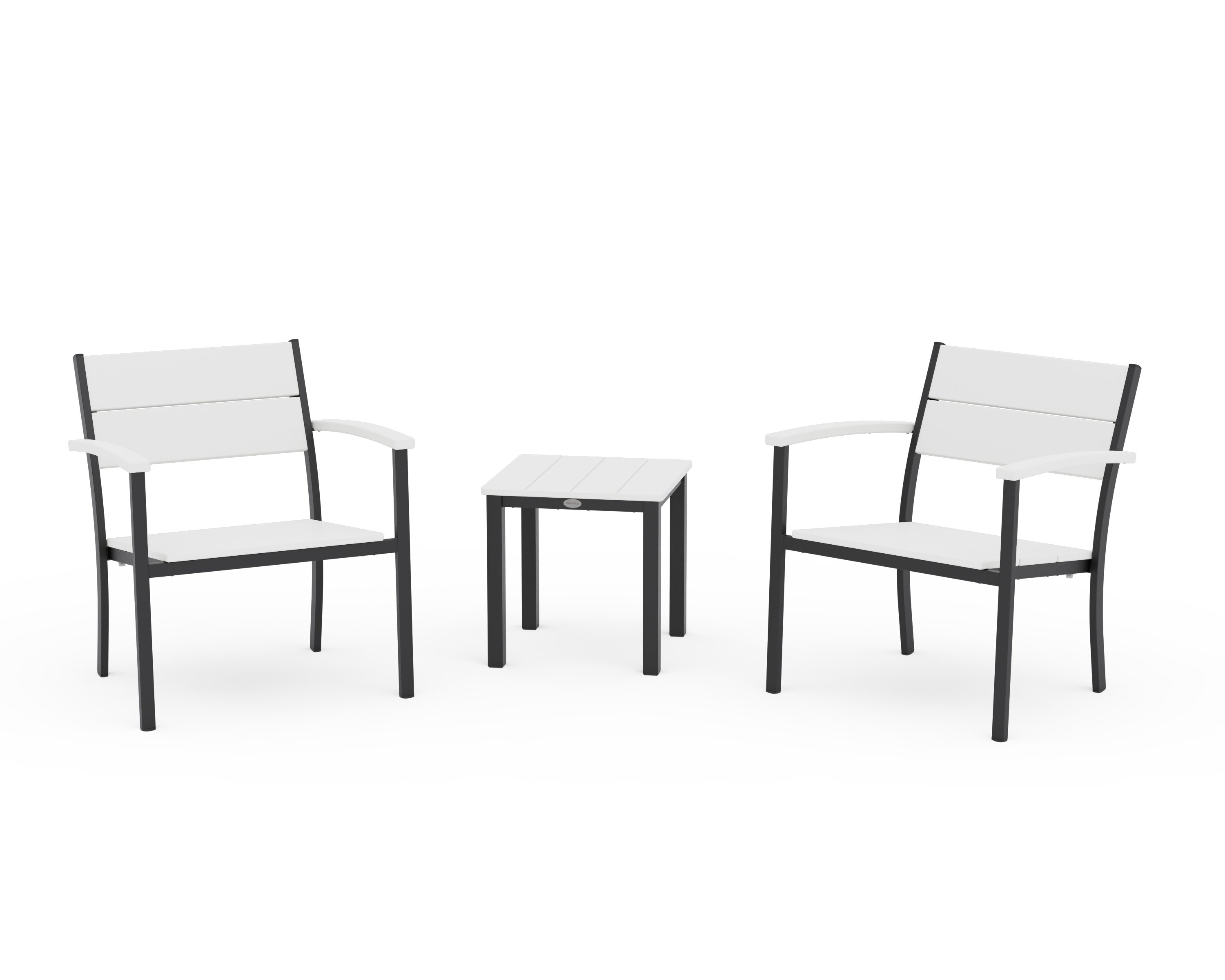 POLYWOOD Main Street 3-Piece Lounge Chair Set in Black / White