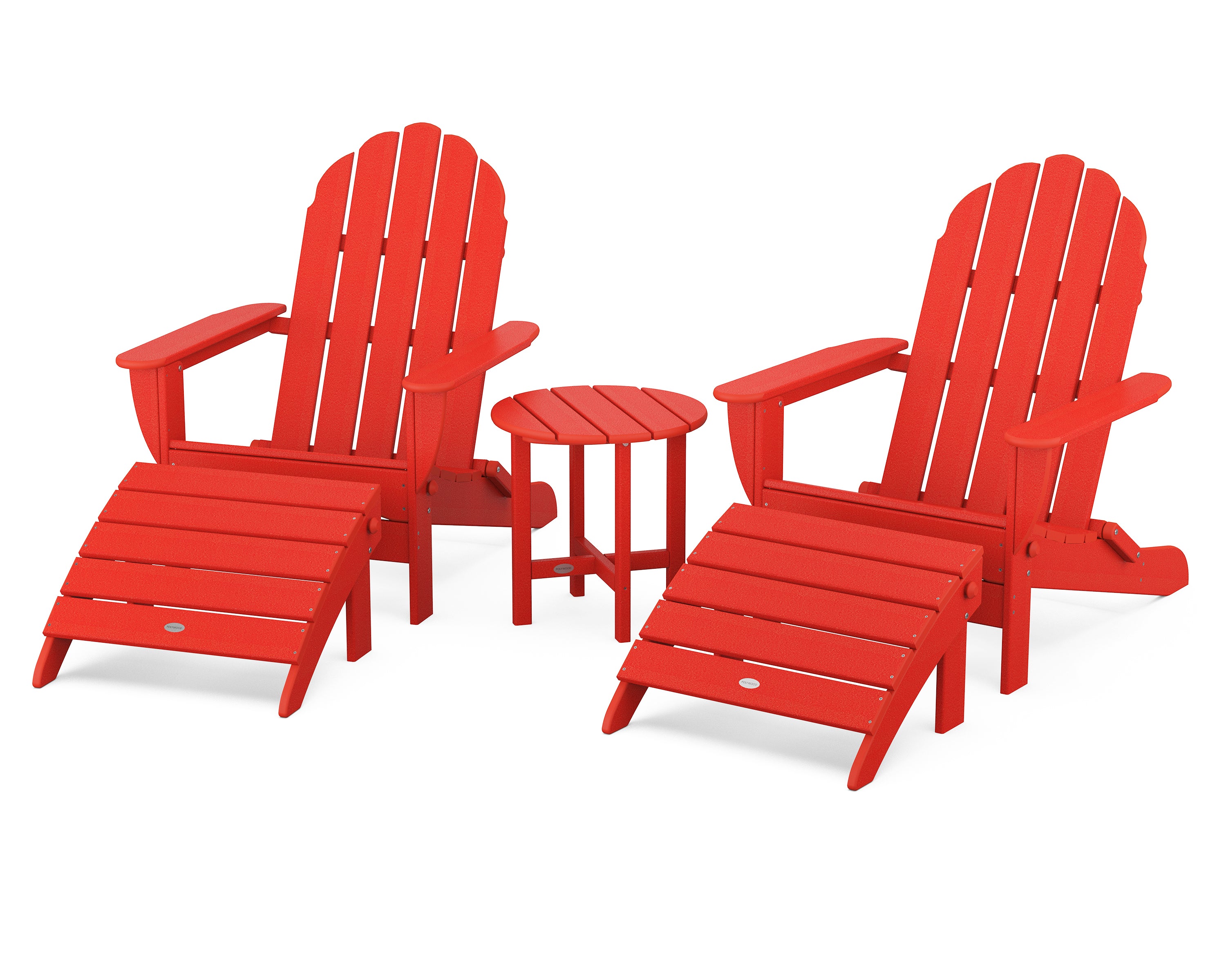 POLYWOOD Classic Oversized Adirondack 5-Piece Casual Set in Sunset Red