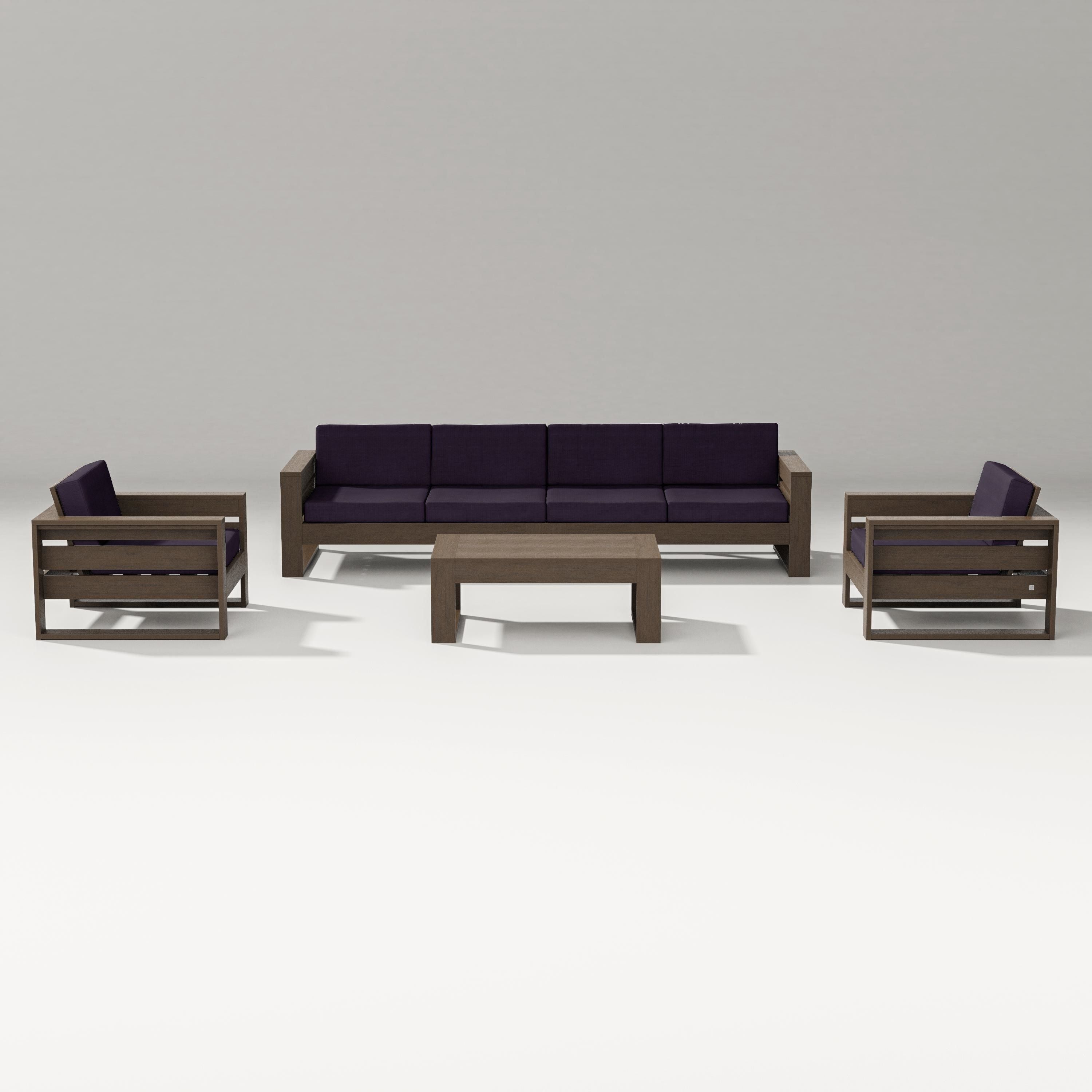 PW Designer Series Latitude 5-Piece Lounge Sofa Set in Kona / Navy Linen