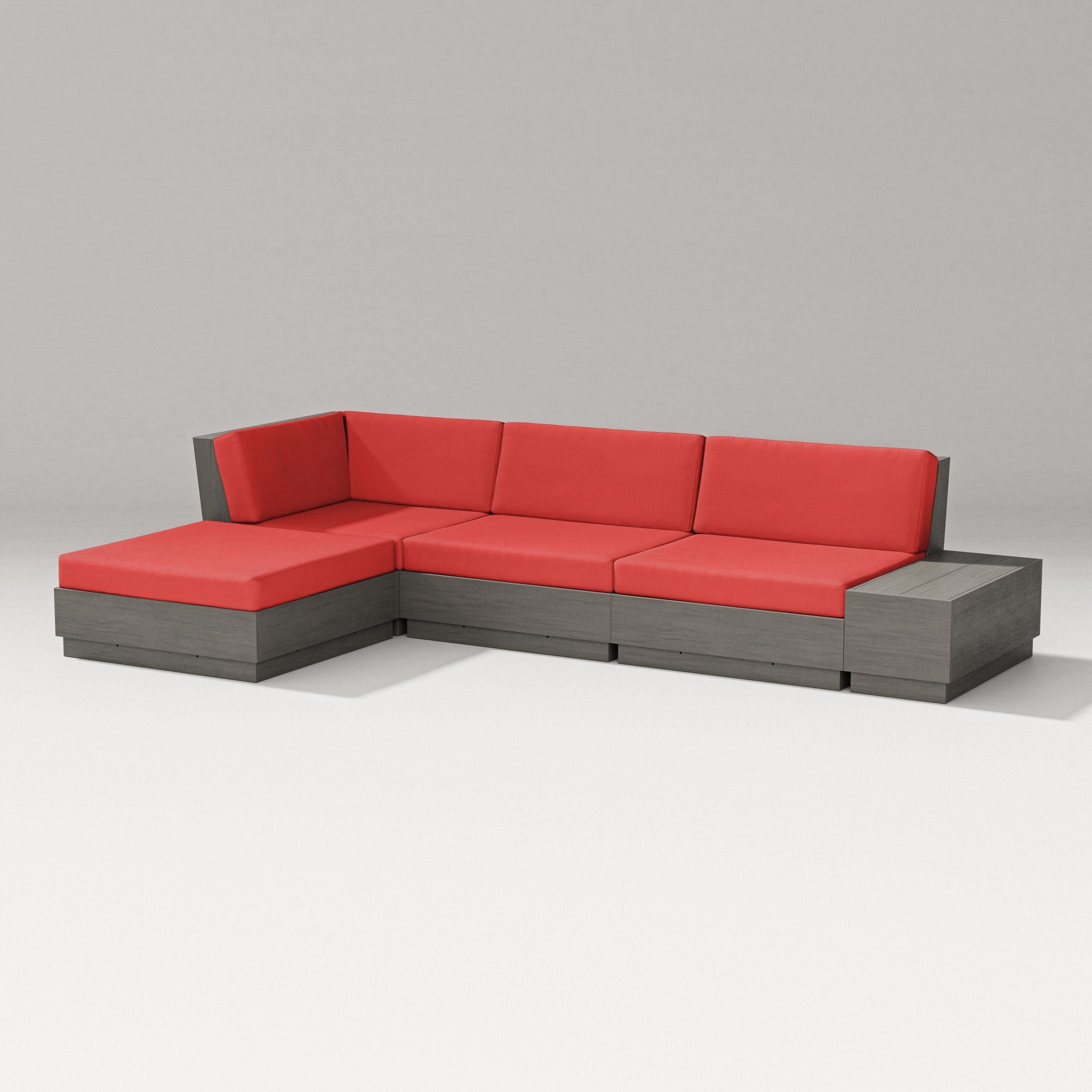 PW Designer Series Elevate Chaise Sectional in Driftwood / Crimson Linen