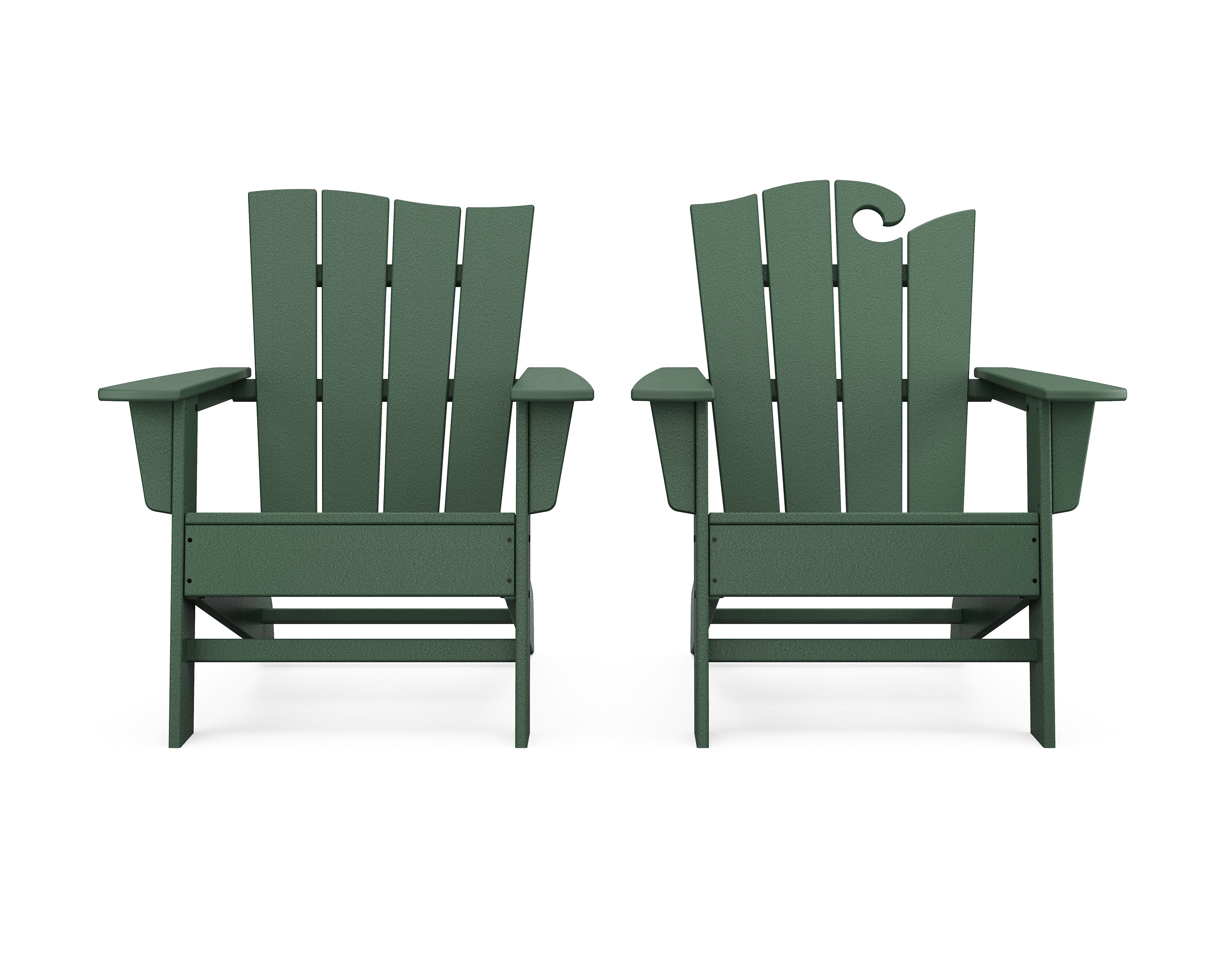 POLYWOOD® Wave 2-Piece Adirondack Set with The Wave Chair Left in Green