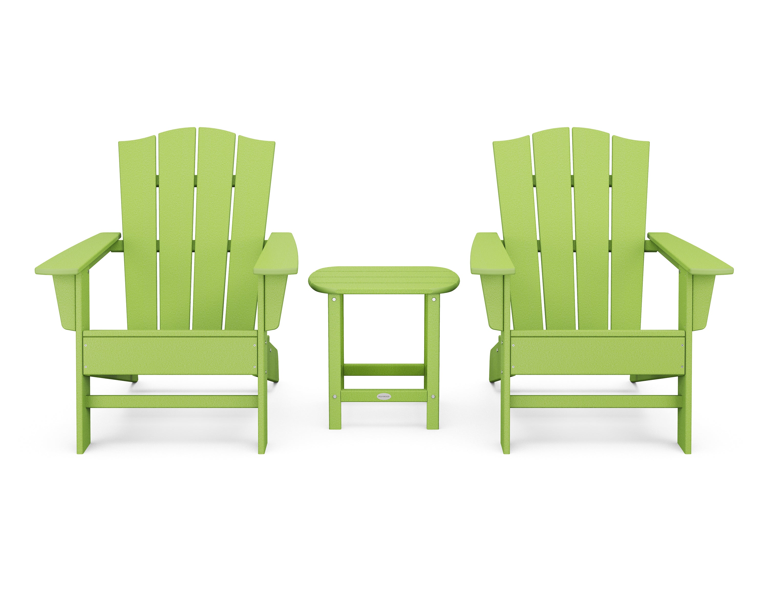 POLYWOOD Wave 3-Piece Adirondack Chair Set with The Crest Chairs in Lime