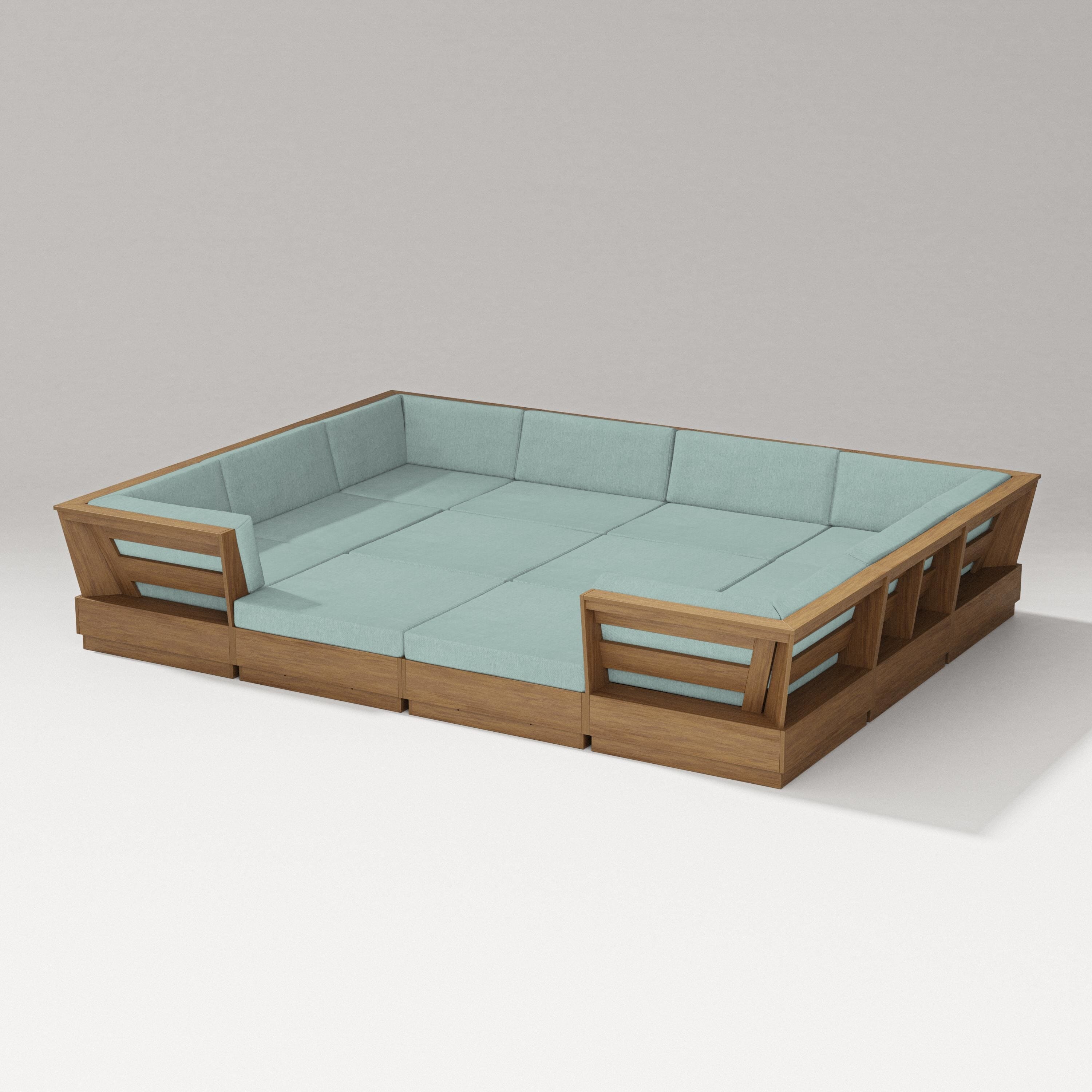 PW Designer Series Elevate 12-Piece Pit Sectional in Natural / Glacier Spa
