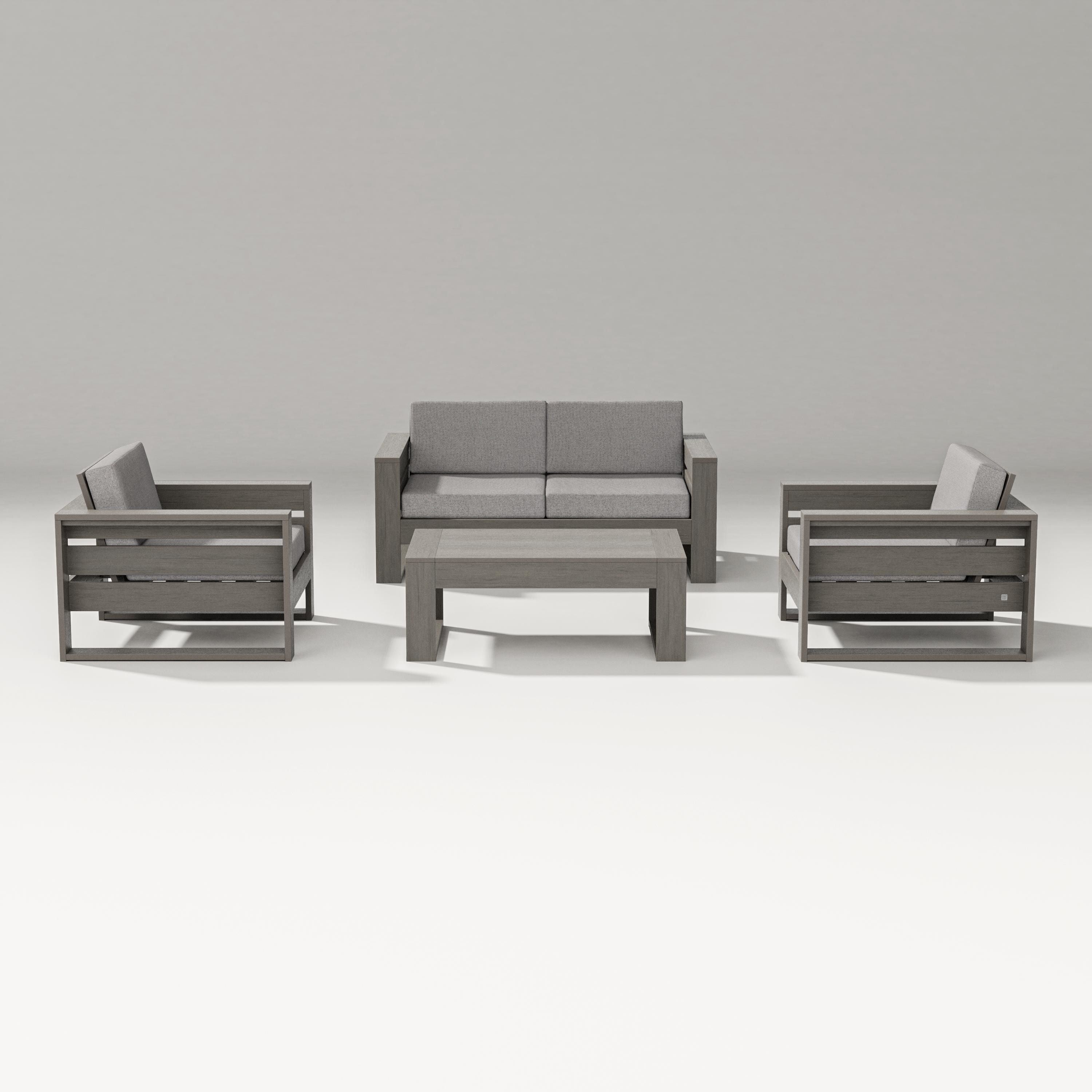 PW Designer Series Latitude 4-Piece Lounge Loveseat Set in Driftwood / Grey Mist