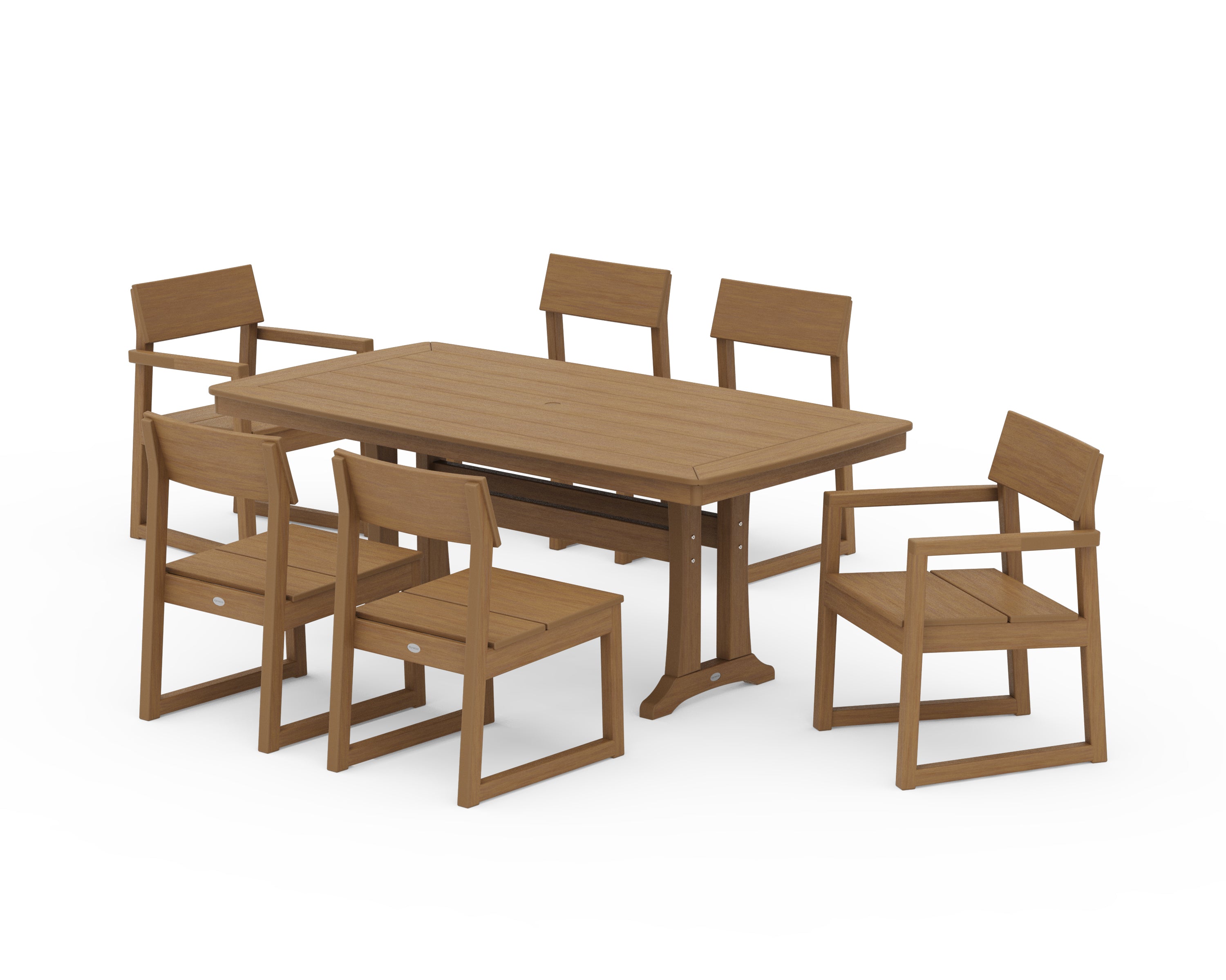 POLYWOOD EDGE 7-Piece Dining Set with Trestle Legs in Natural
