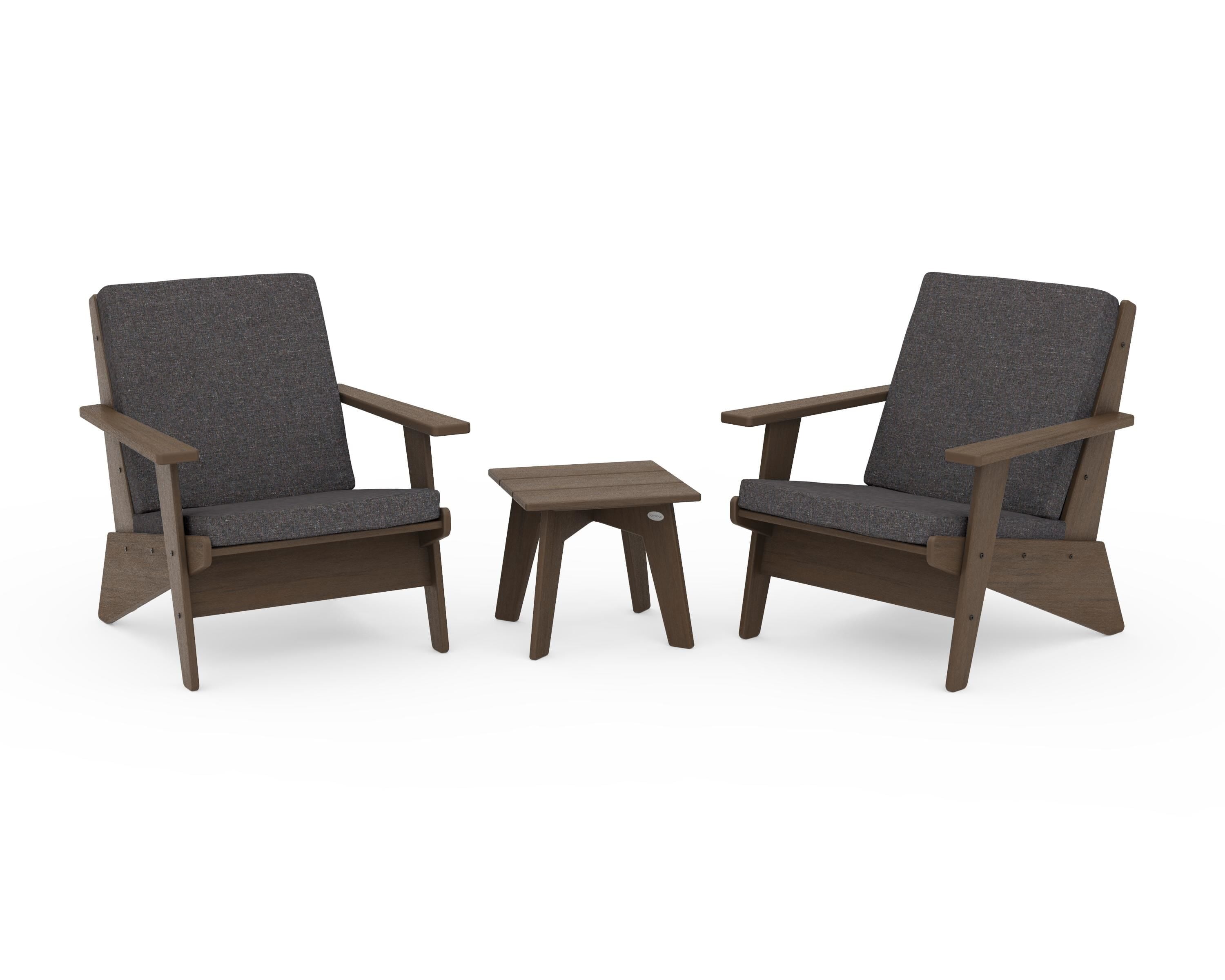 POLYWOOD Riviera Modern Lounge 3-Piece Set in Kona / Ash Charcoal