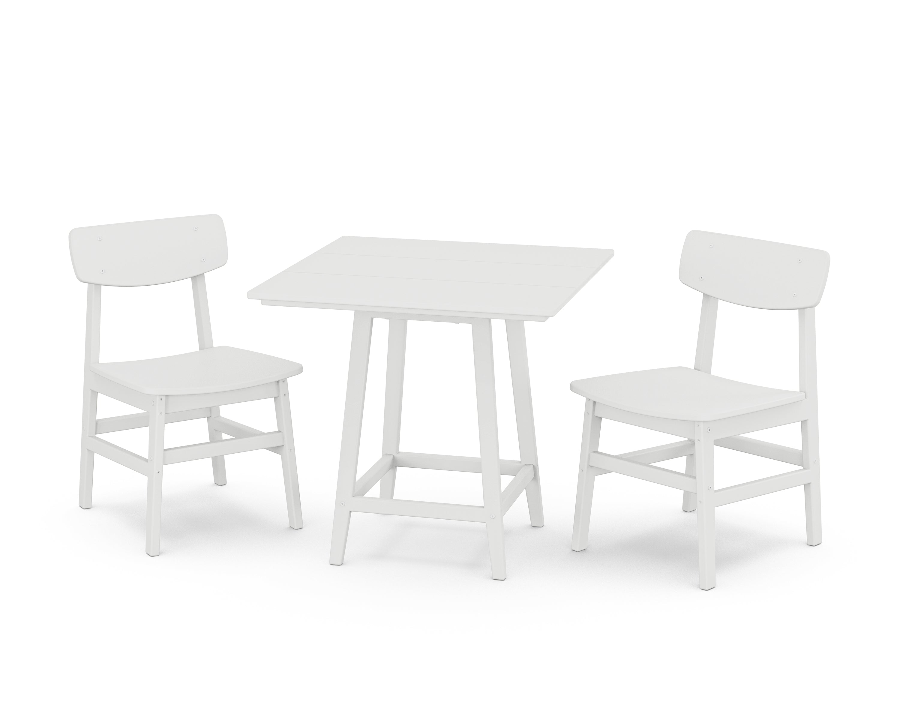 POLYWOOD Modern Studio Urban Chair 3-Piece Bistro Dining Set in White