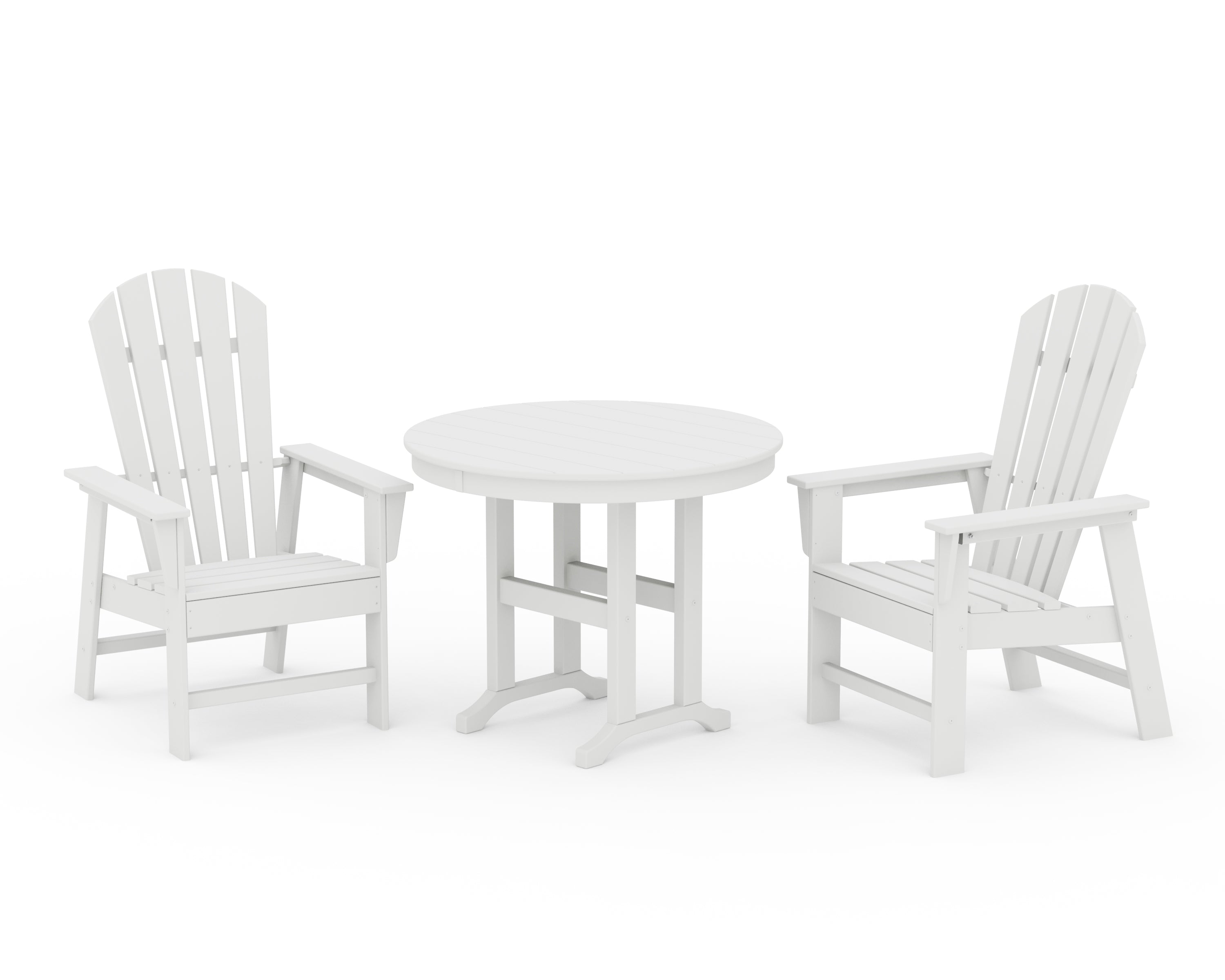 POLYWOOD South Beach 3-Piece Round Farmhouse Dining Set in White