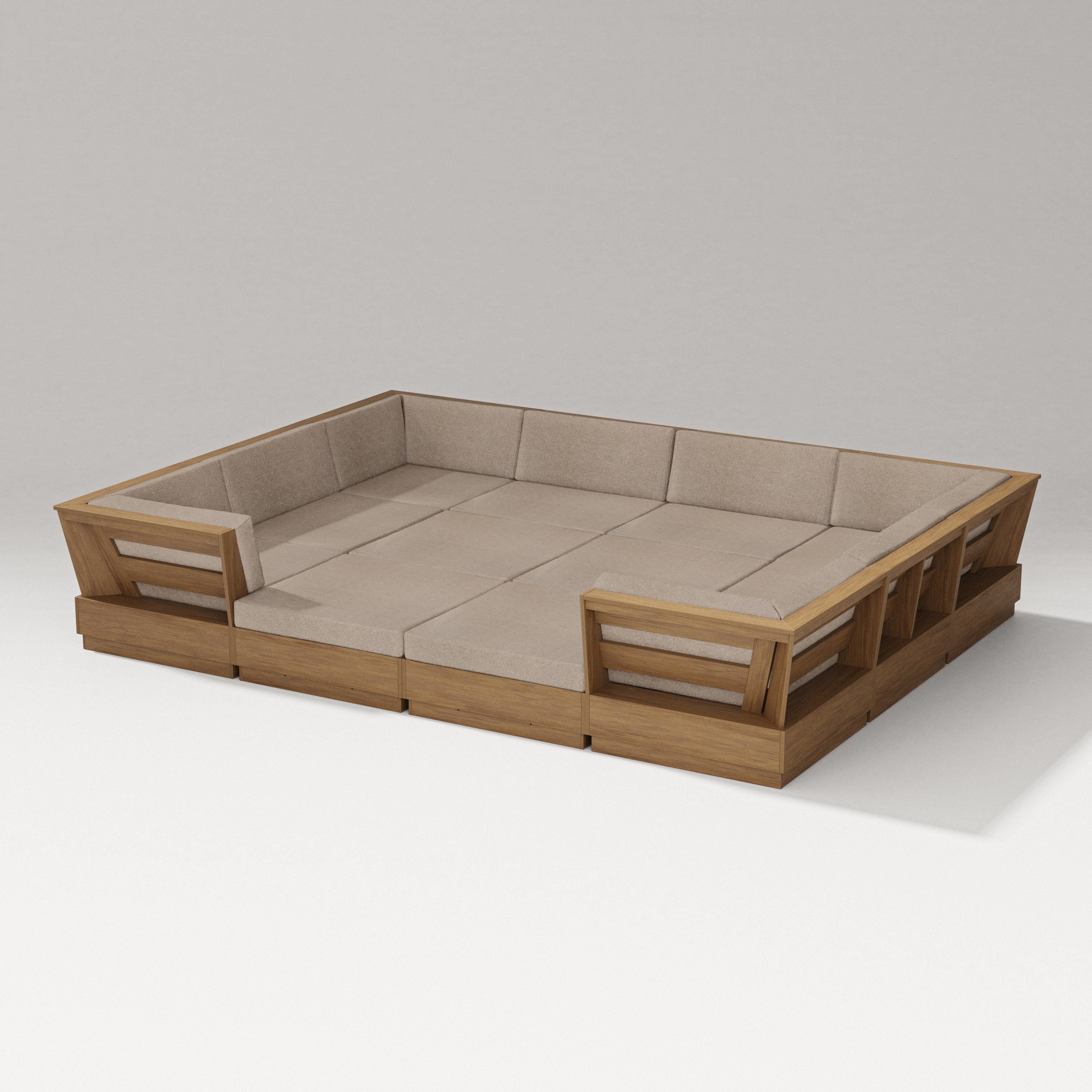 PW Designer Series Elevate 12-Piece Pit Sectional in Natural / Spiced Burlap