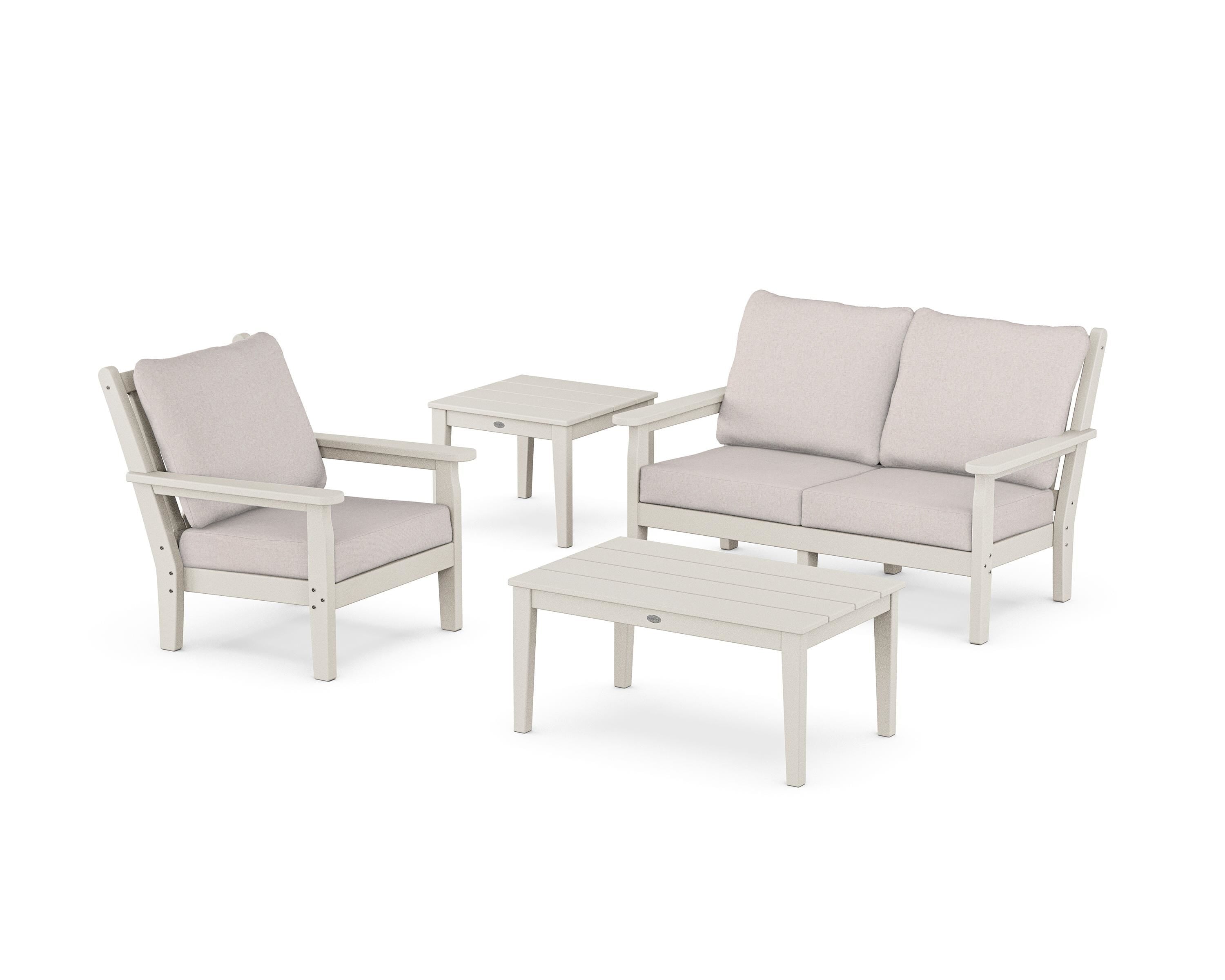POLYWOOD Chippendale 4-Piece Deep Seating Set in Sand / Dune Burlap