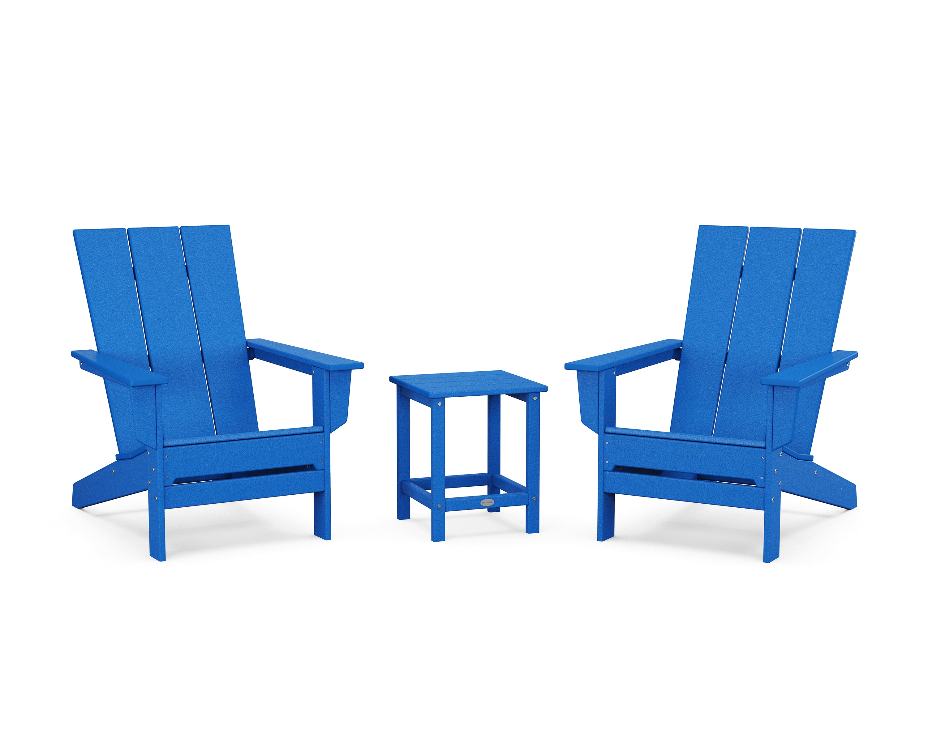 POLYWOOD 3-Piece Modern Studio Adirondack Set in Pacific Blue