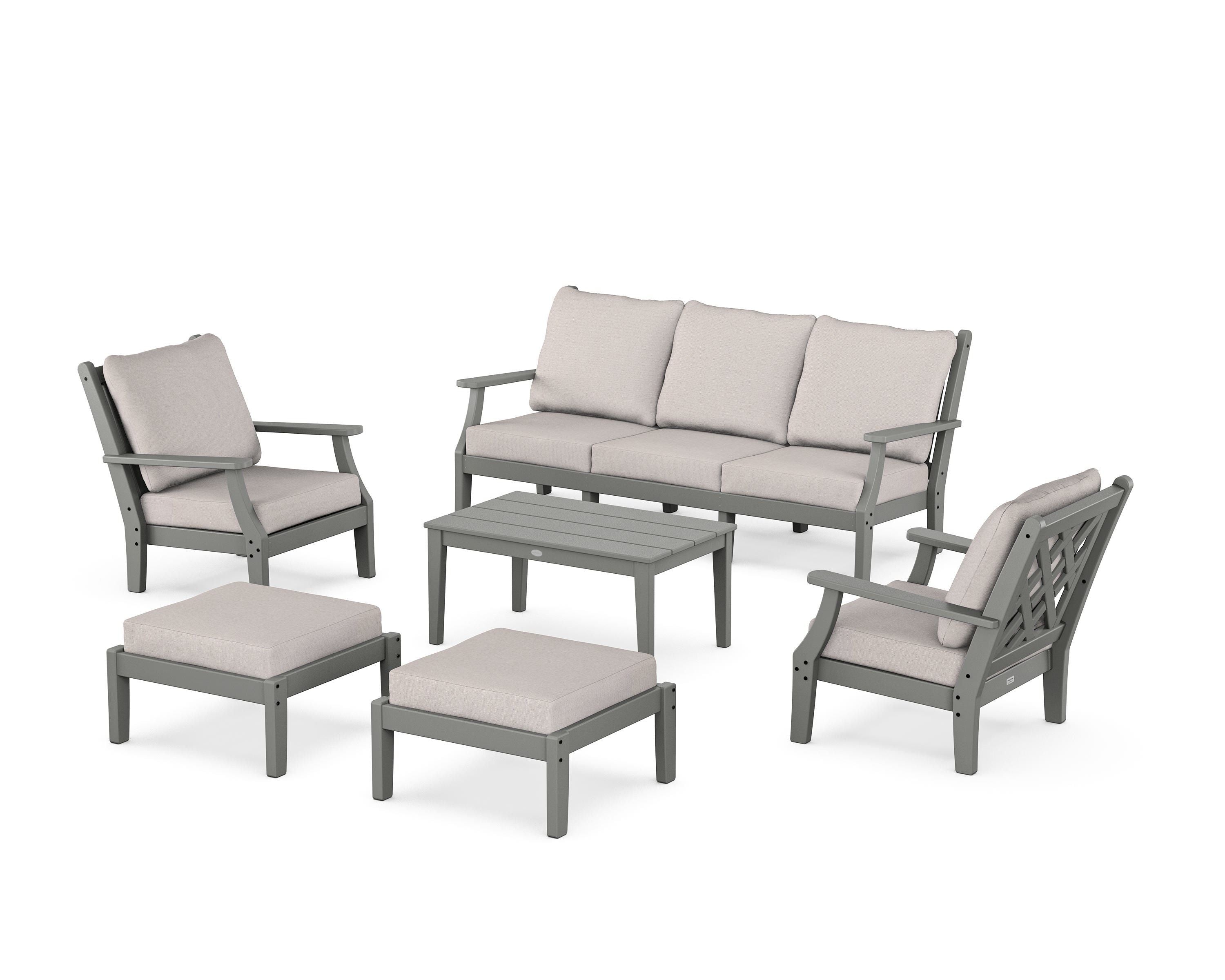 Country Living Wovendale 6-Piece Lounge Sofa Set in Slate Grey / Dune Burlap