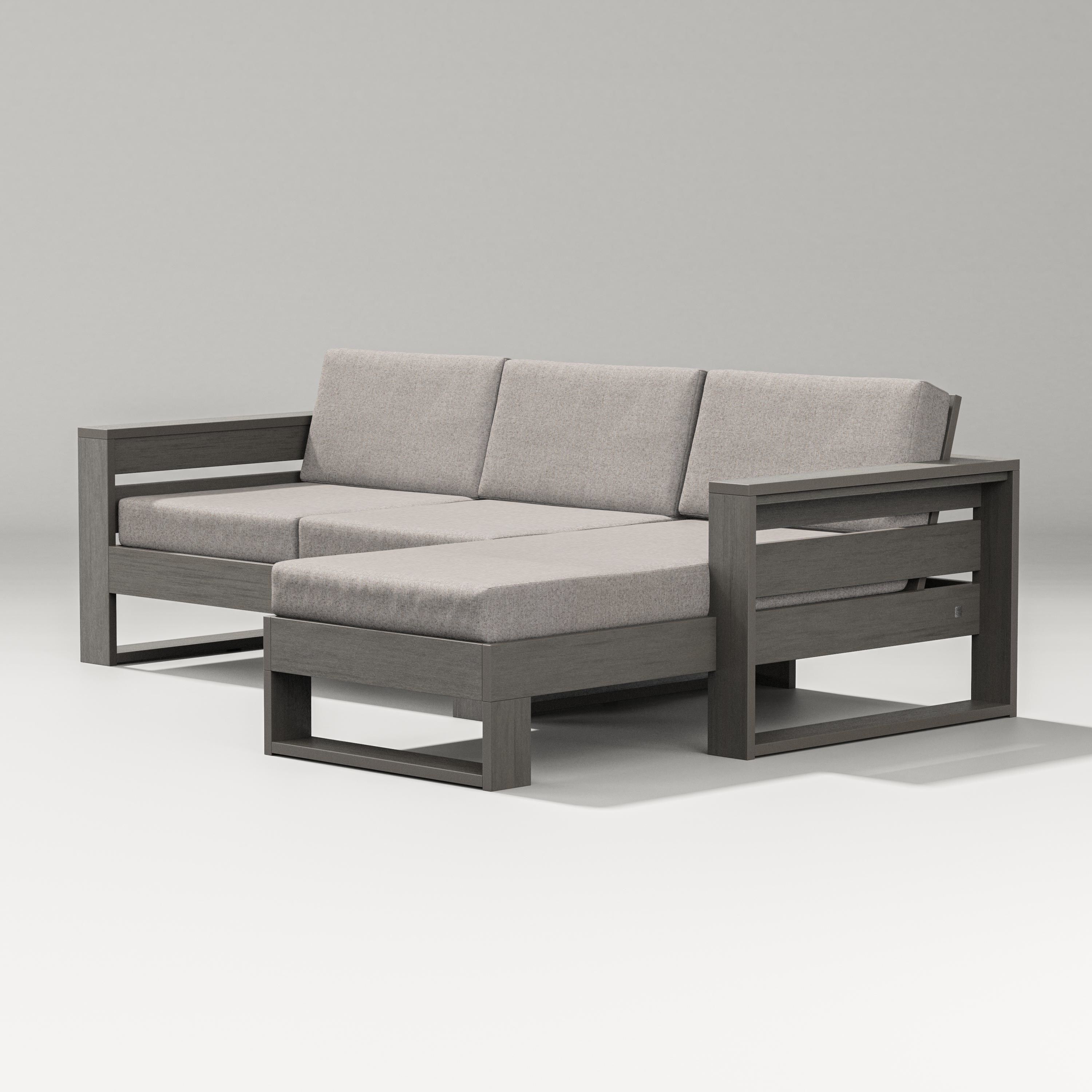 PW Designer Series Latitude Right Chaise Sectional in Driftwood / Weathered Tweed