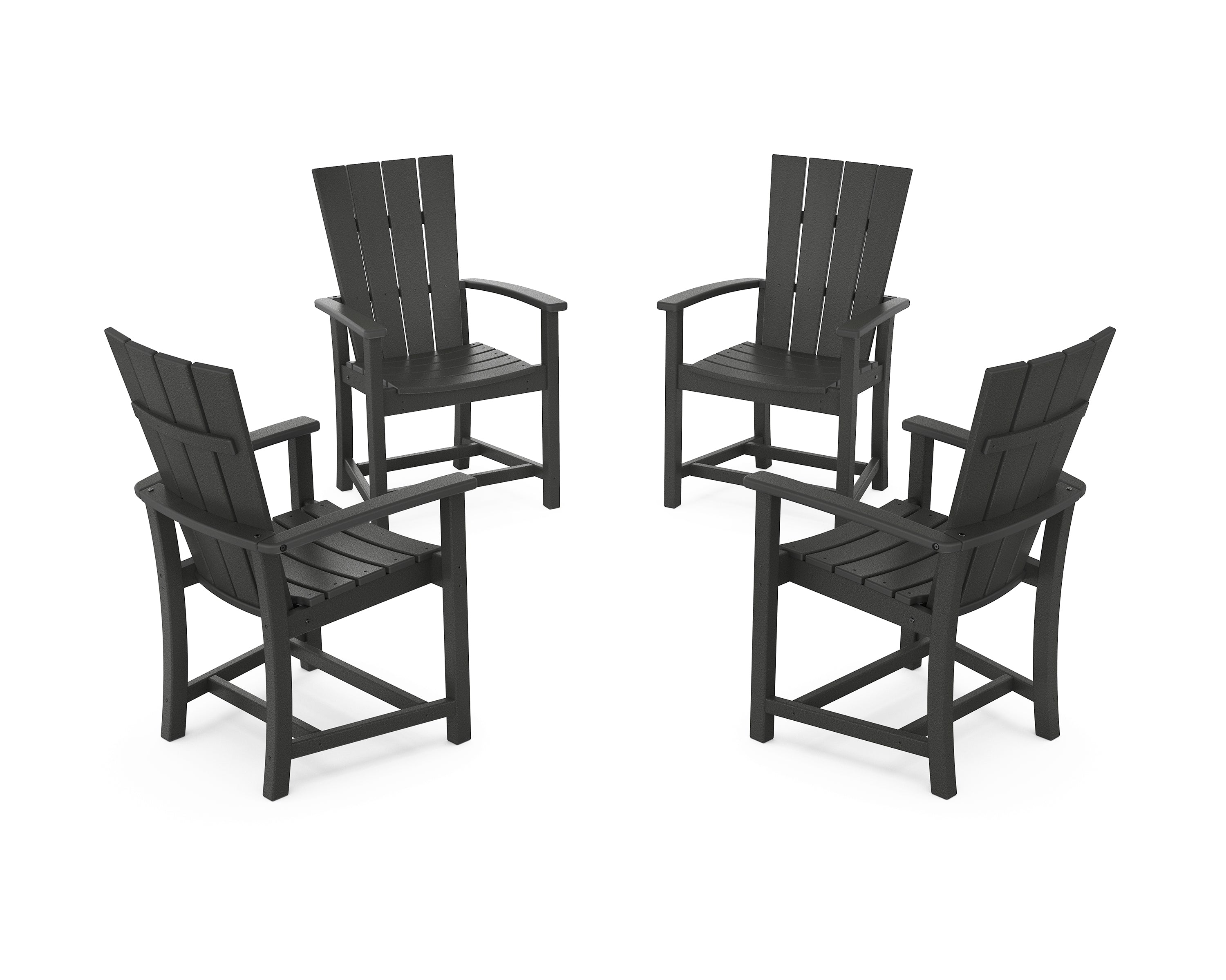 POLYWOOD Quattro 4-Piece Upright Adirondack Conversation Set in Black