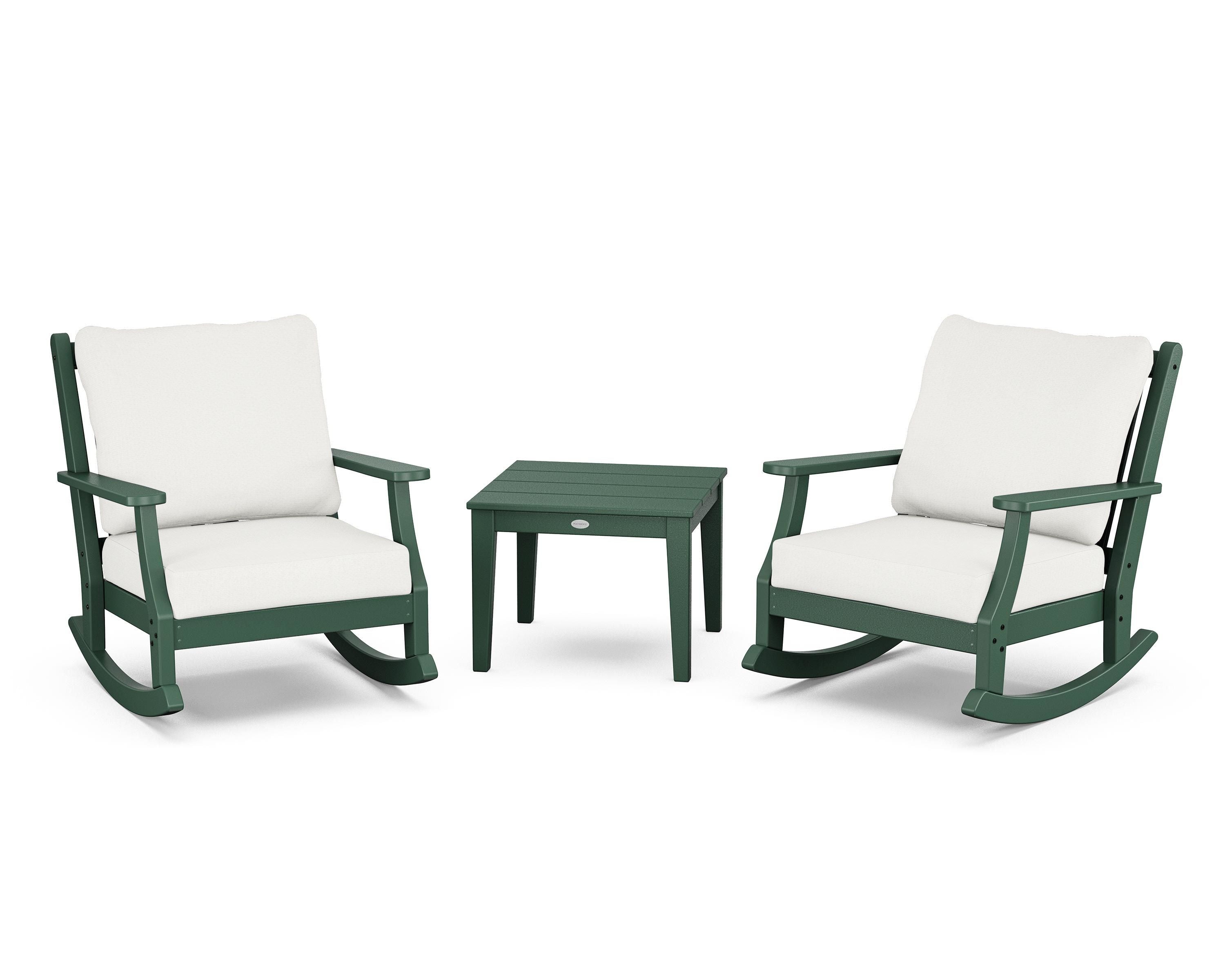 Country Living Wovendale 3-Piece Deep Seating Rocker Set in Green / Natural Linen
