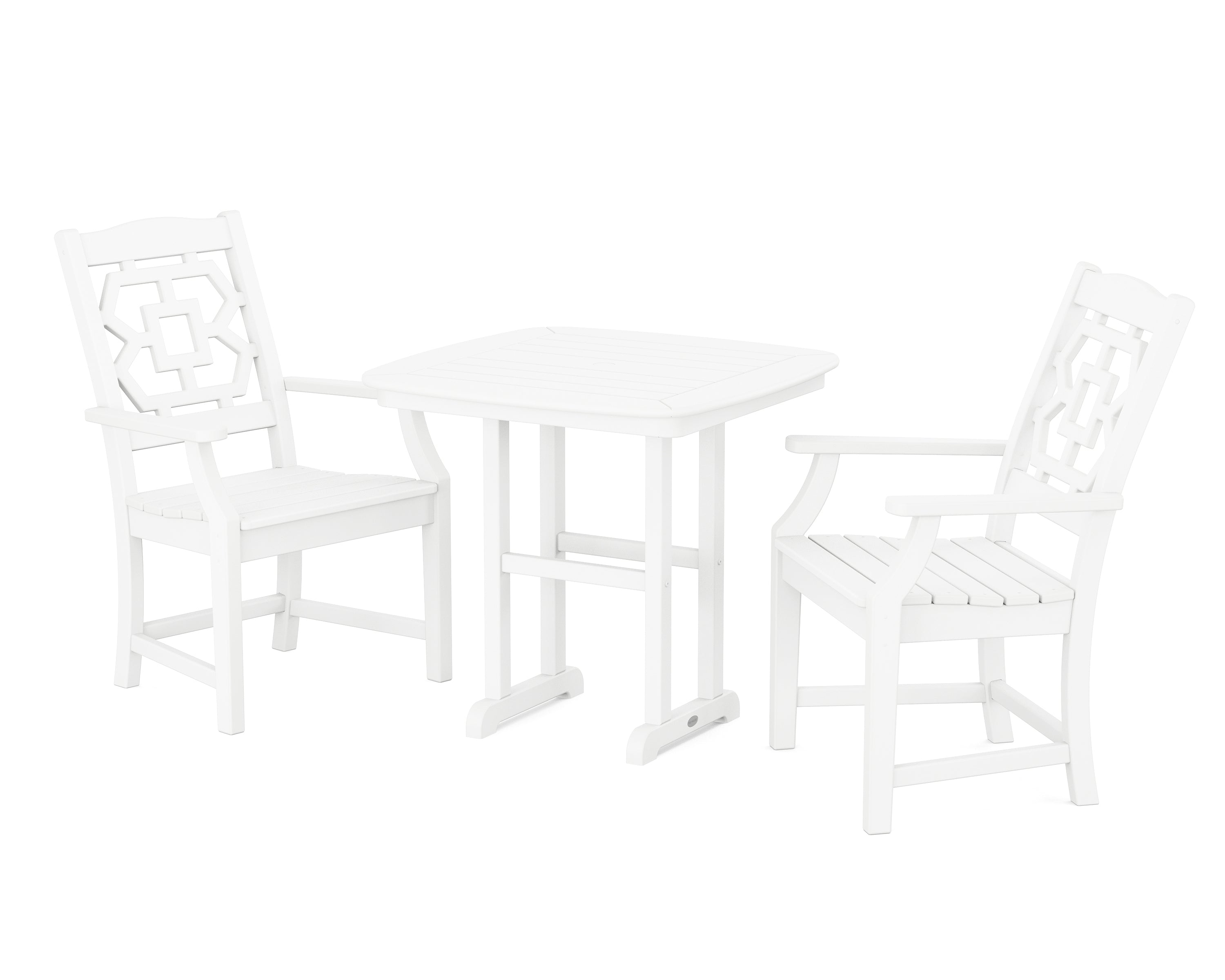 Martha Stewart by POLYWOOD Chinoiserie 3-Piece Dining Set in White