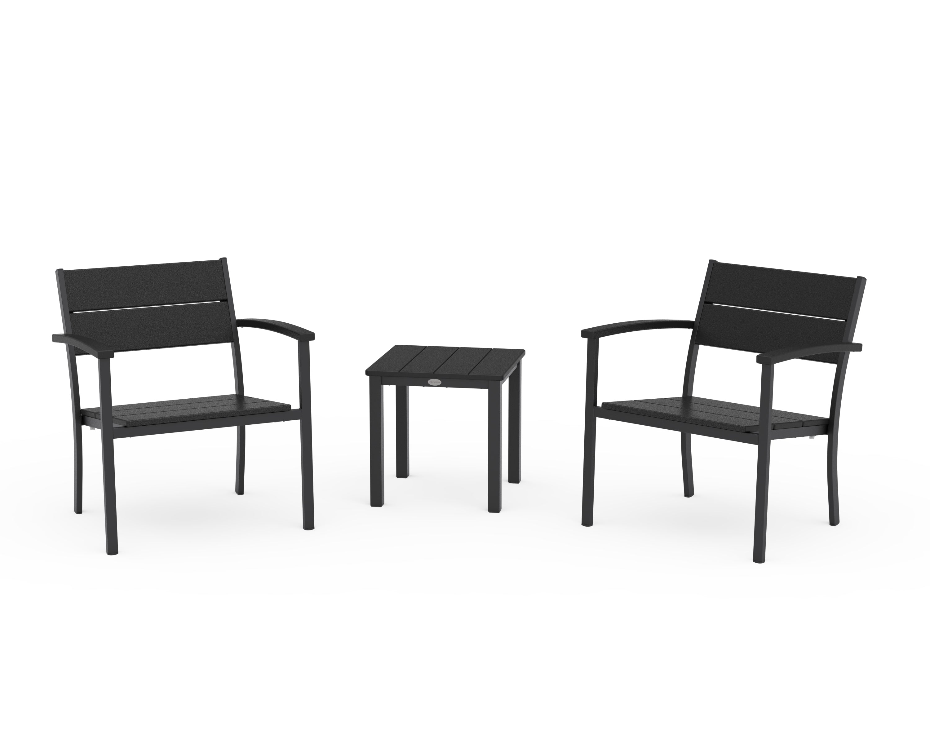 POLYWOOD Main Street 3-Piece Lounge Chair Set in Black / Black