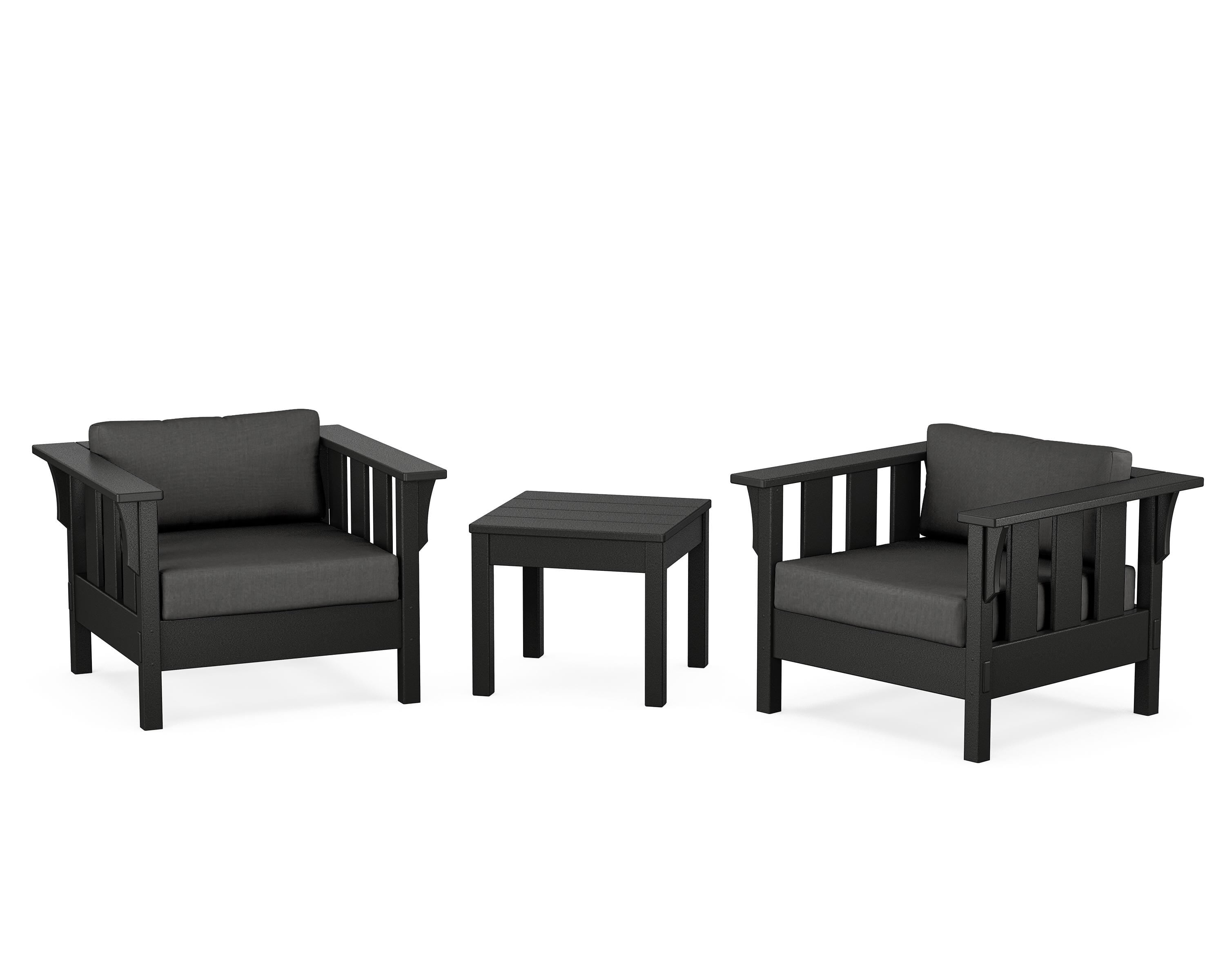 Martha Stewart by POLYWOOD Acadia 3-Piece Deep Seating Set in Black / Spectrum Carbon
