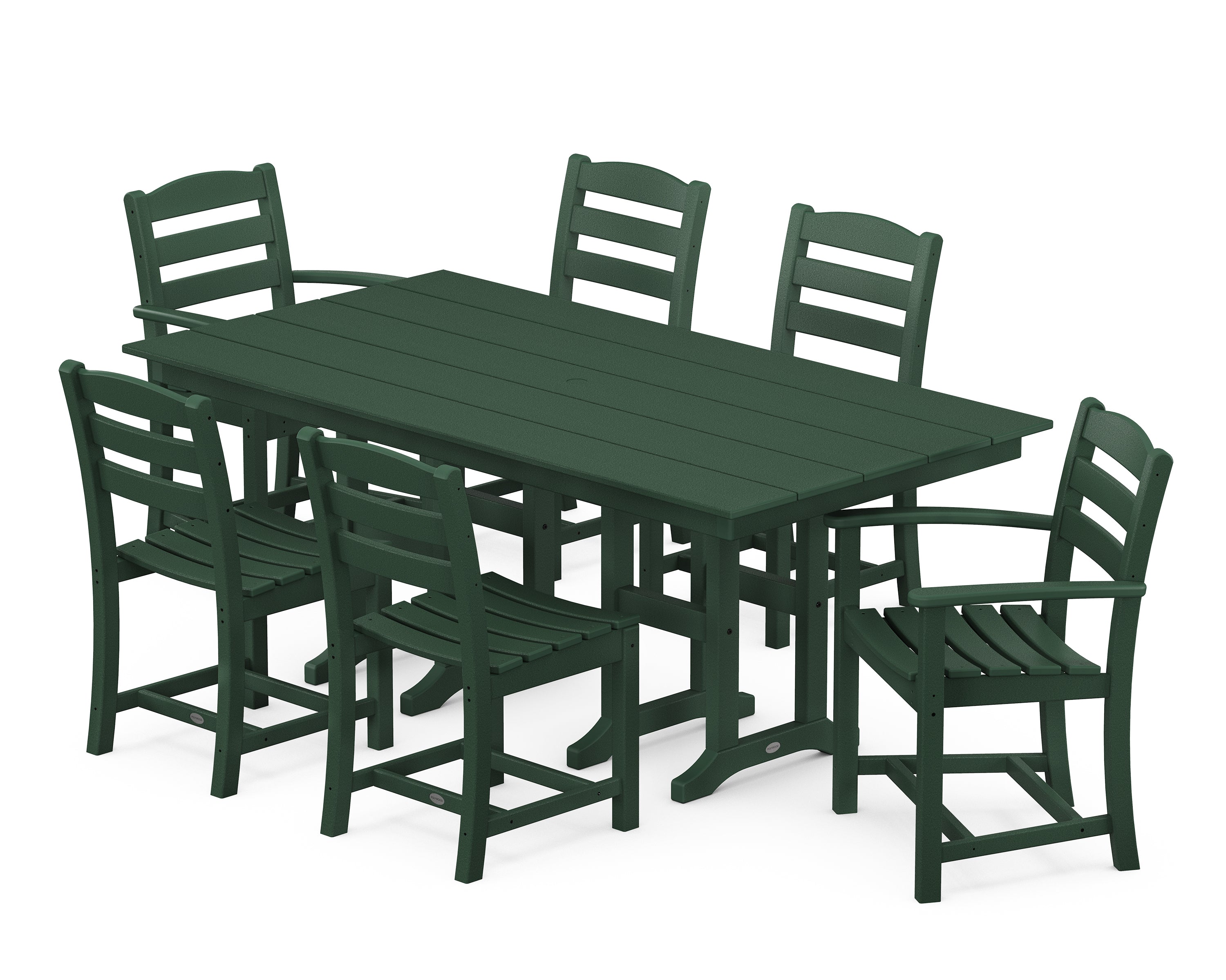 POLYWOOD La Casa Café 7-Piece Farmhouse Dining Set in Green