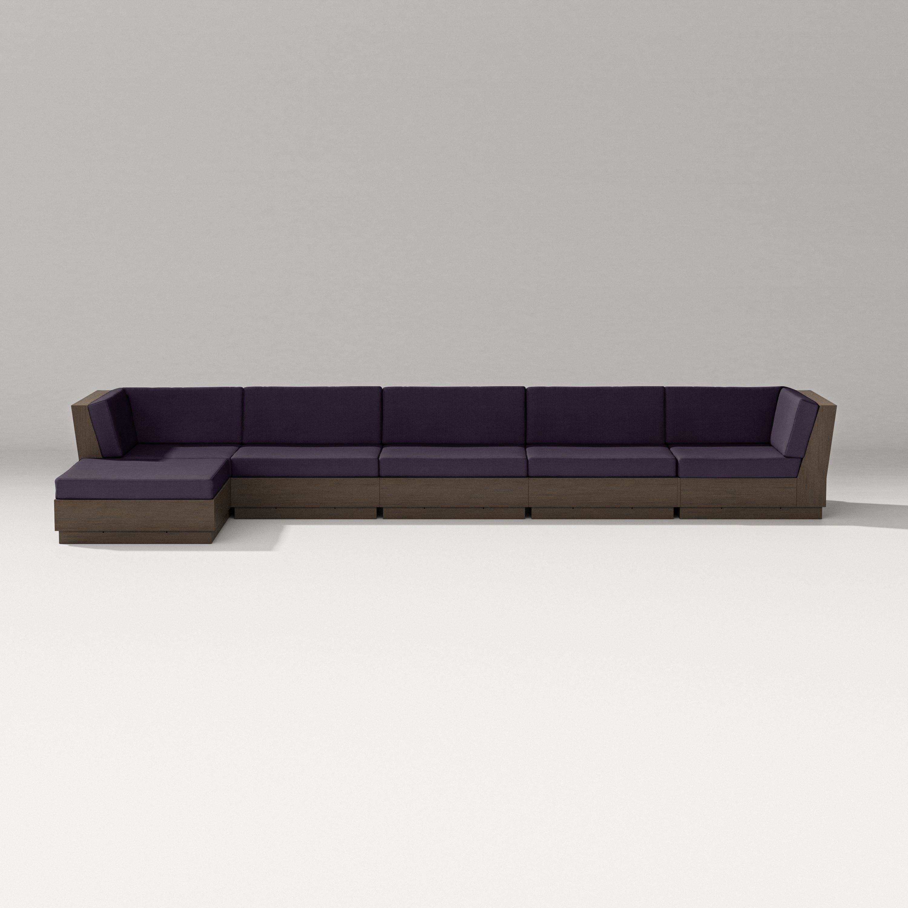 PW Designer Series Elevate 6-Piece Chaise Sectional in Kona / Navy Linen