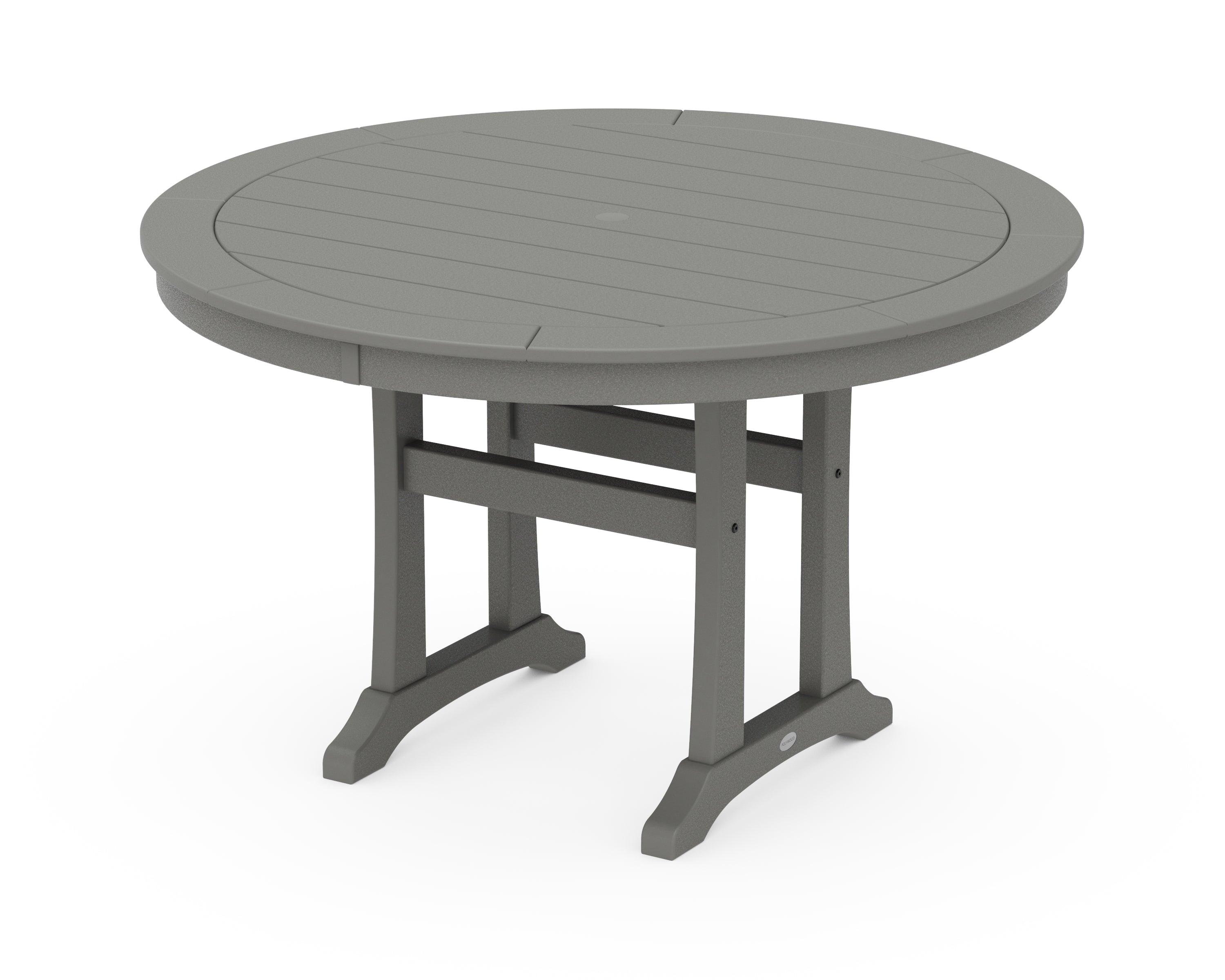 POLYWOOD Nautical Trestle 48" Round Dining Table in Slate Grey