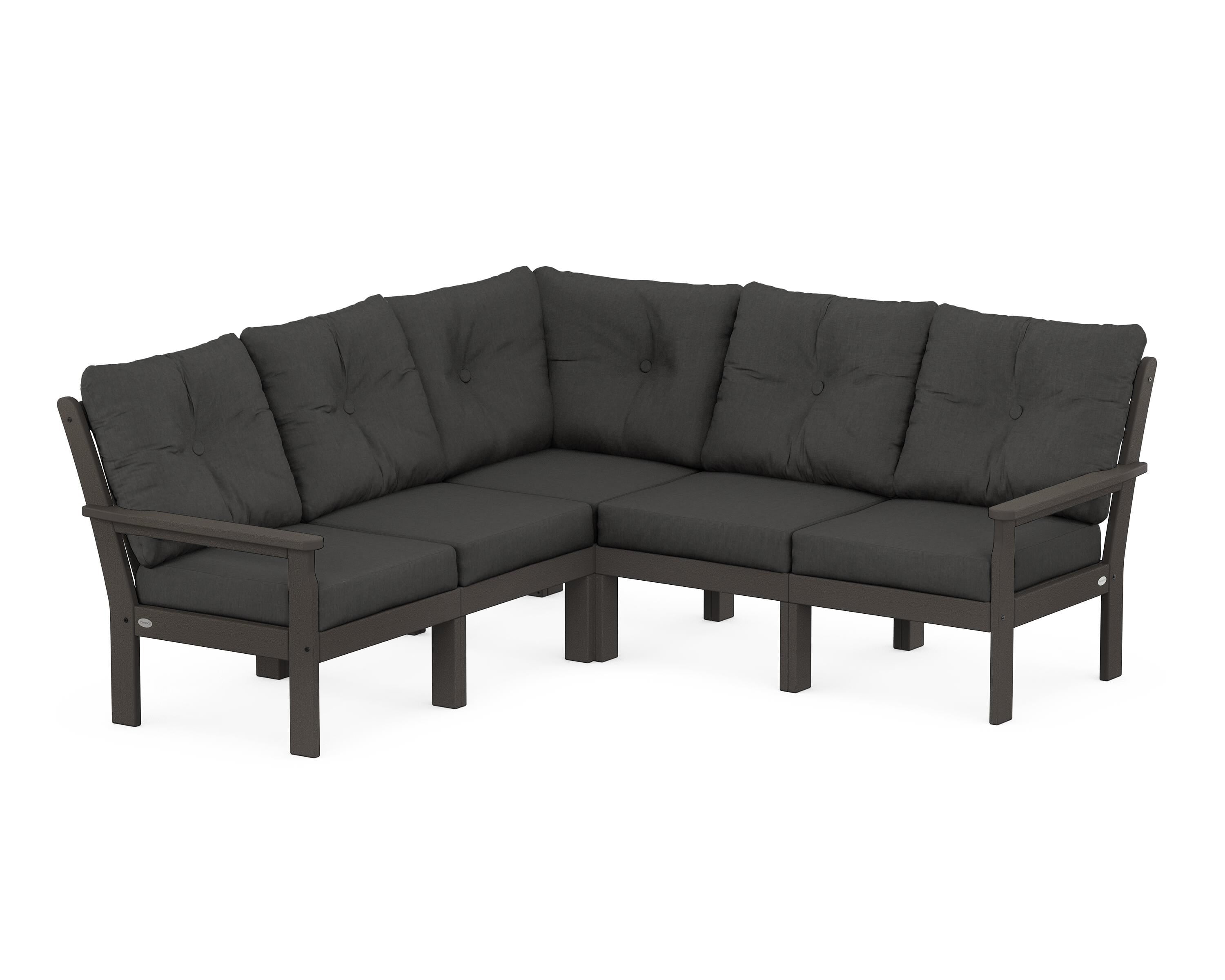 POLYWOOD Vineyard 5-Piece Sectional in Vintage Coffee / Spectrum Carbon