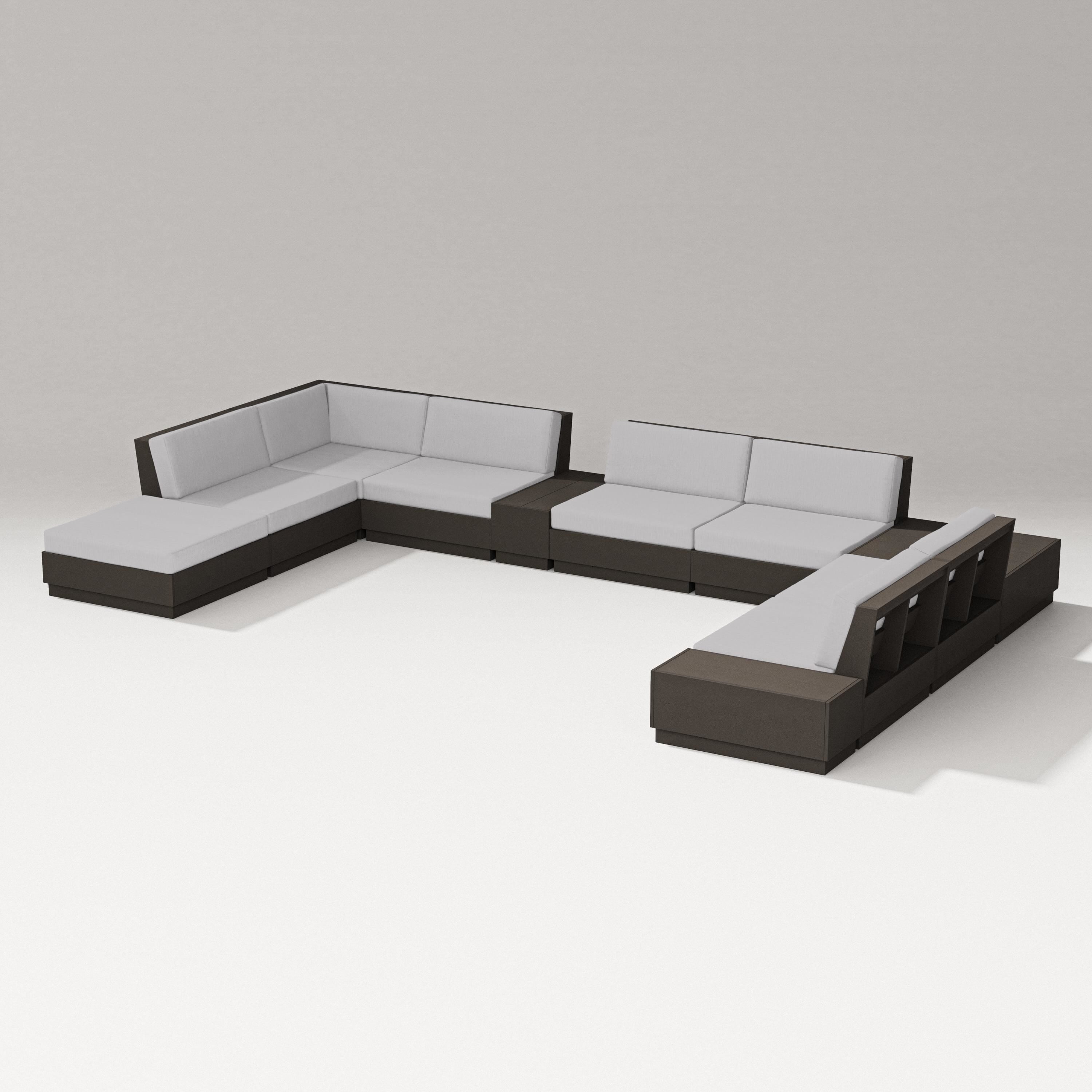 PW Designer Series Elevate 11-Piece Conversation Sectional Set in Vintage Coffee / Granite
