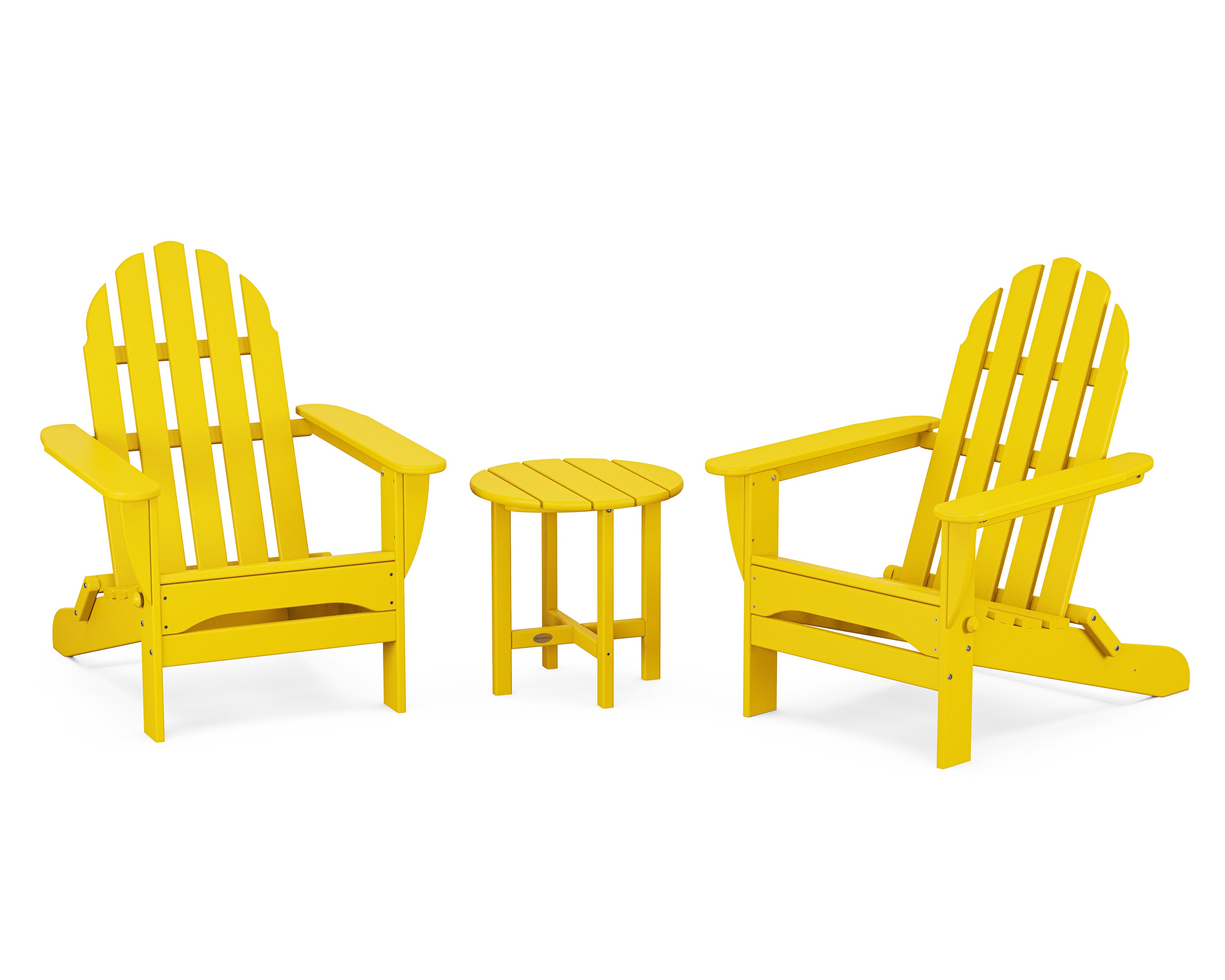 POLYWOOD Classic Folding Adirondack 3-Piece Set in Lemon