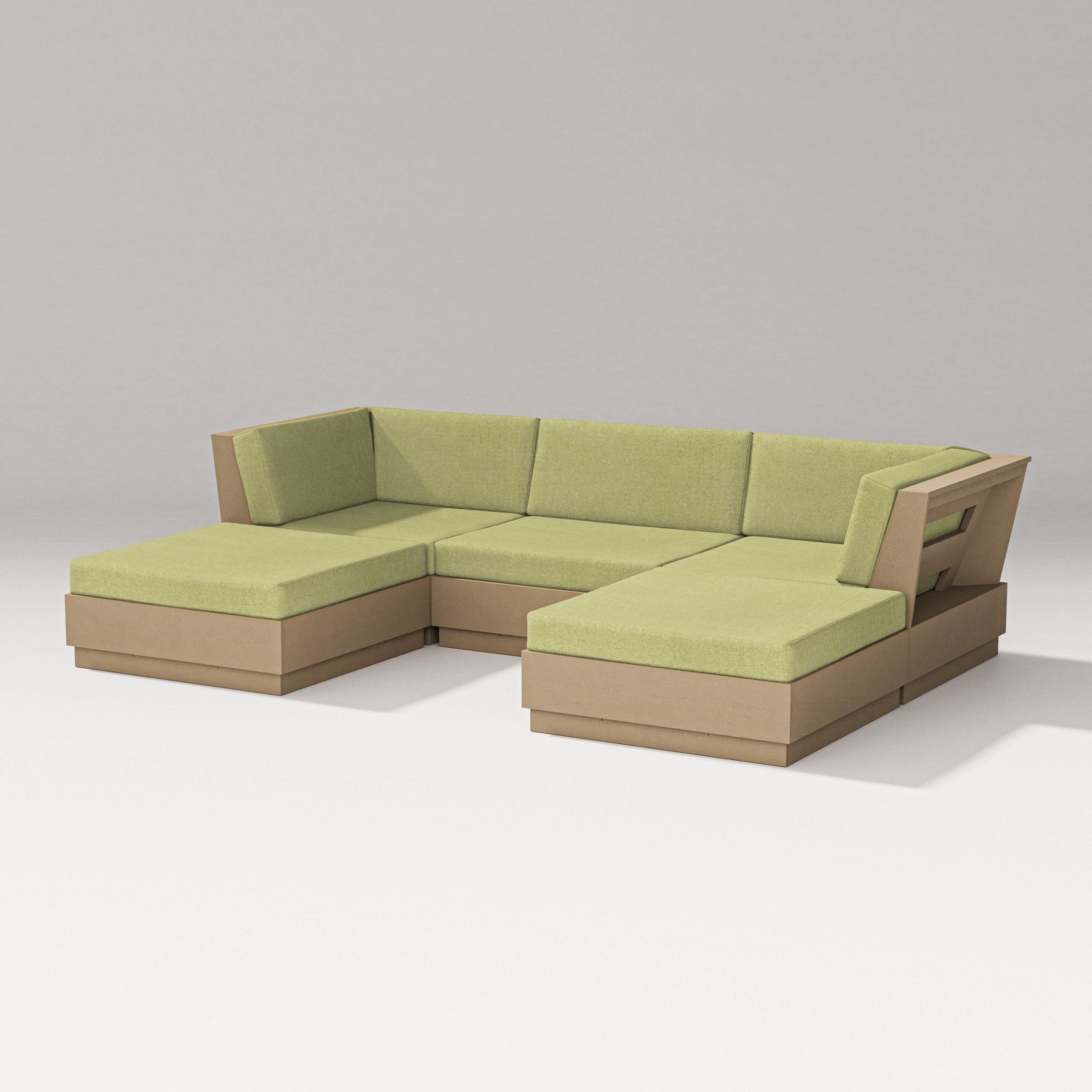 PW Designer Series Elevate Double Chaise Sectional in Vintage Sahara / Chartreuse Boucle
