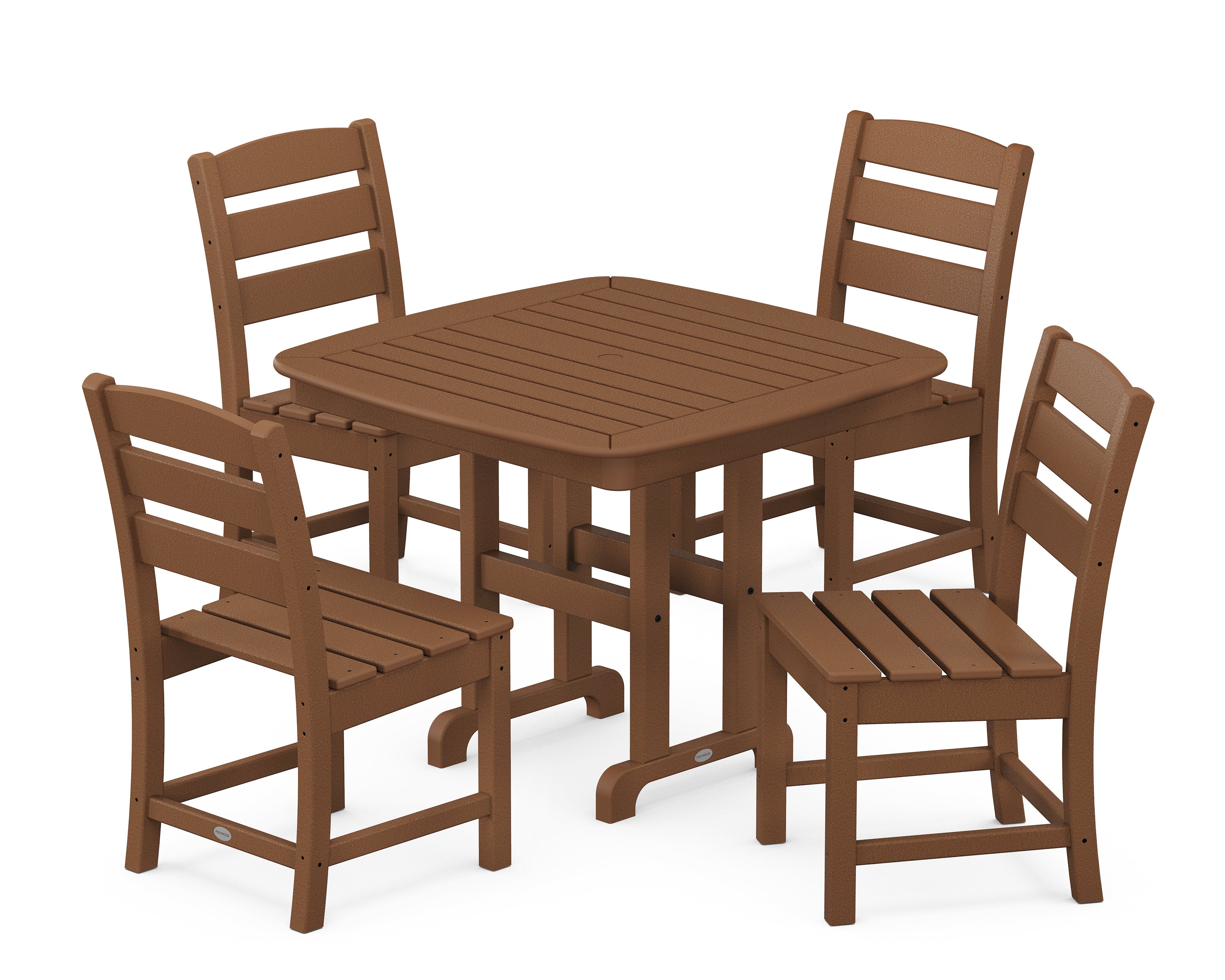 POLYWOOD® Lakeside 5-Piece Side Chair Dining Set in Teak