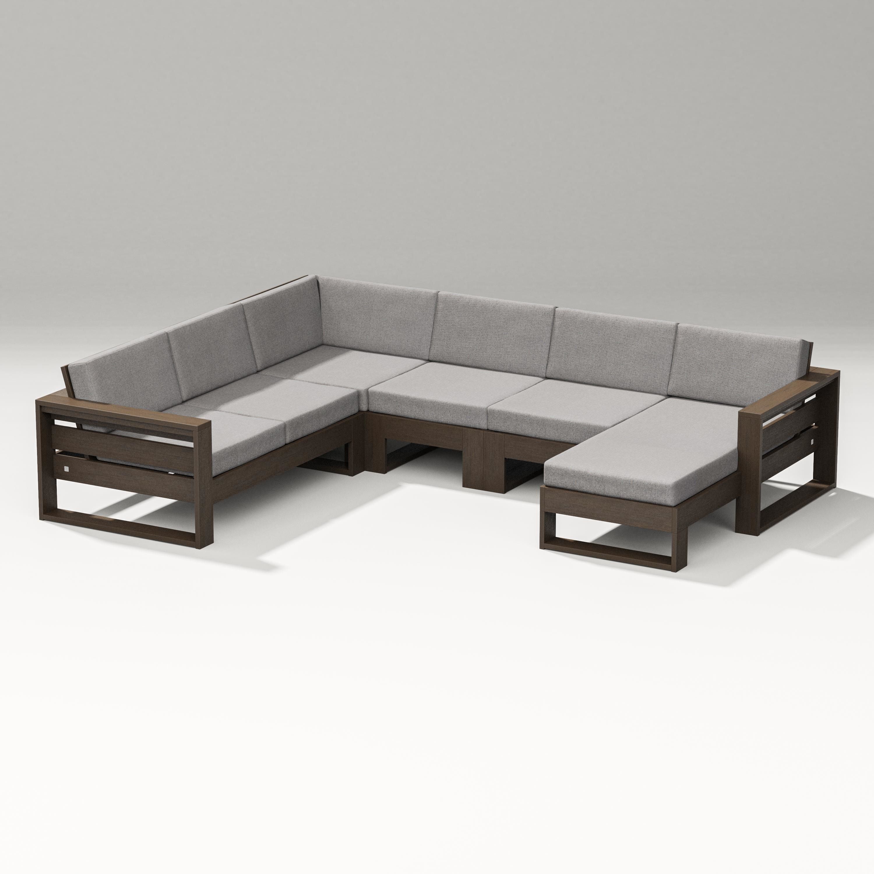 PW Designer Series Latitude Corner Sectional with Right Chaise in Kona / Grey Mist