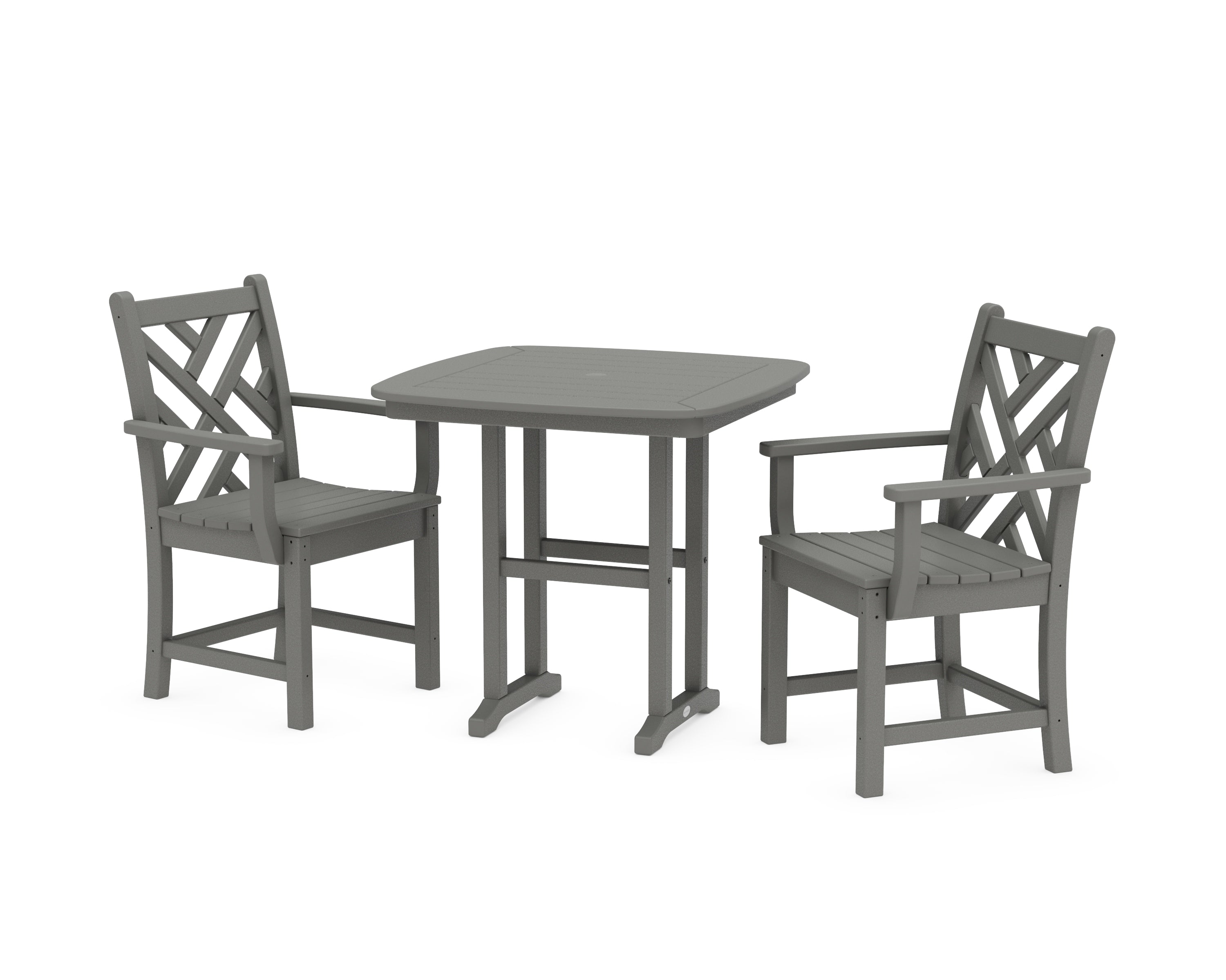 POLYWOOD Chippendale 3-Piece Dining Set in Slate Grey