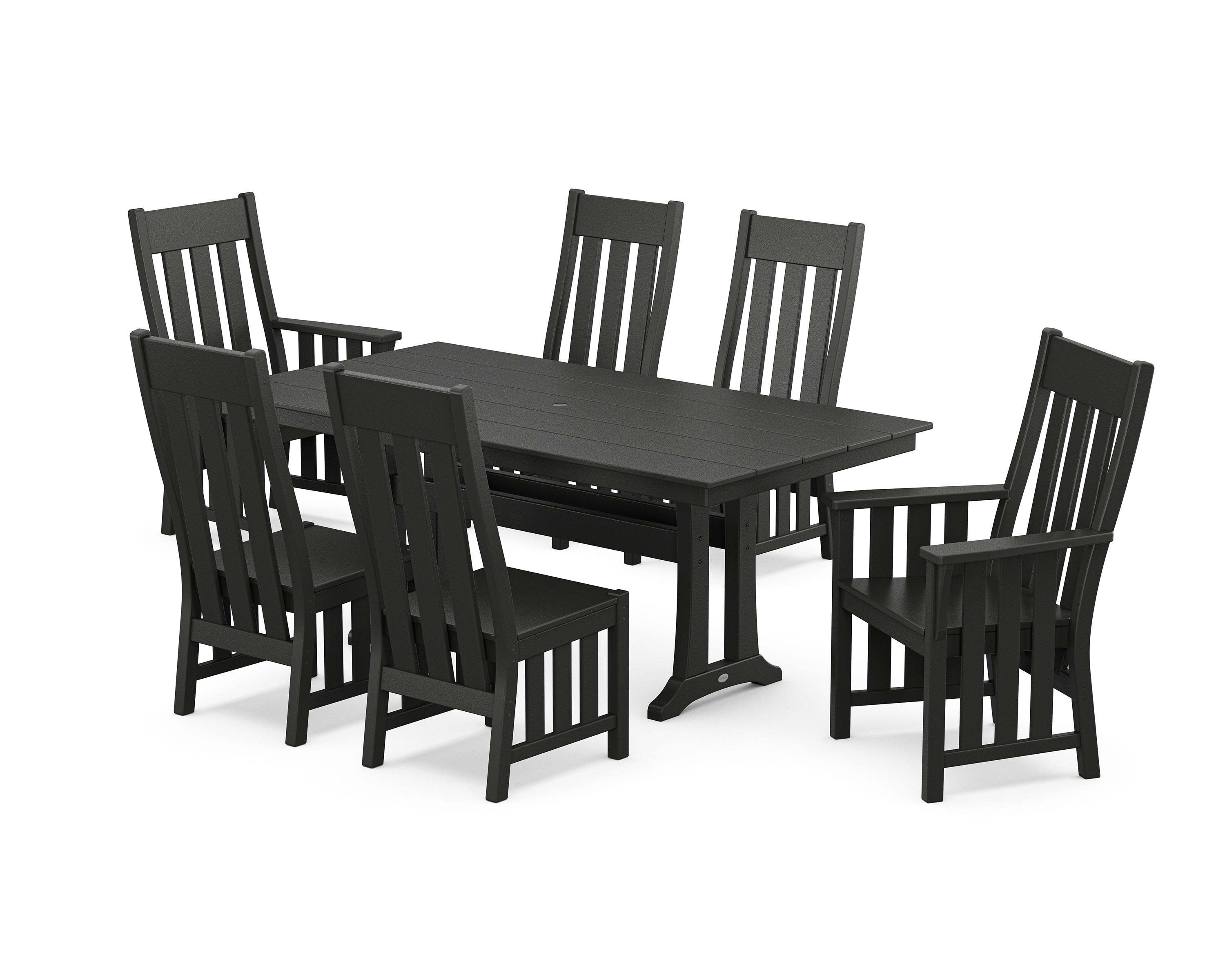 Martha Stewart by POLYWOOD Acadia 7-Piece Farmhouse Dining Set with Trestle Legs in Black