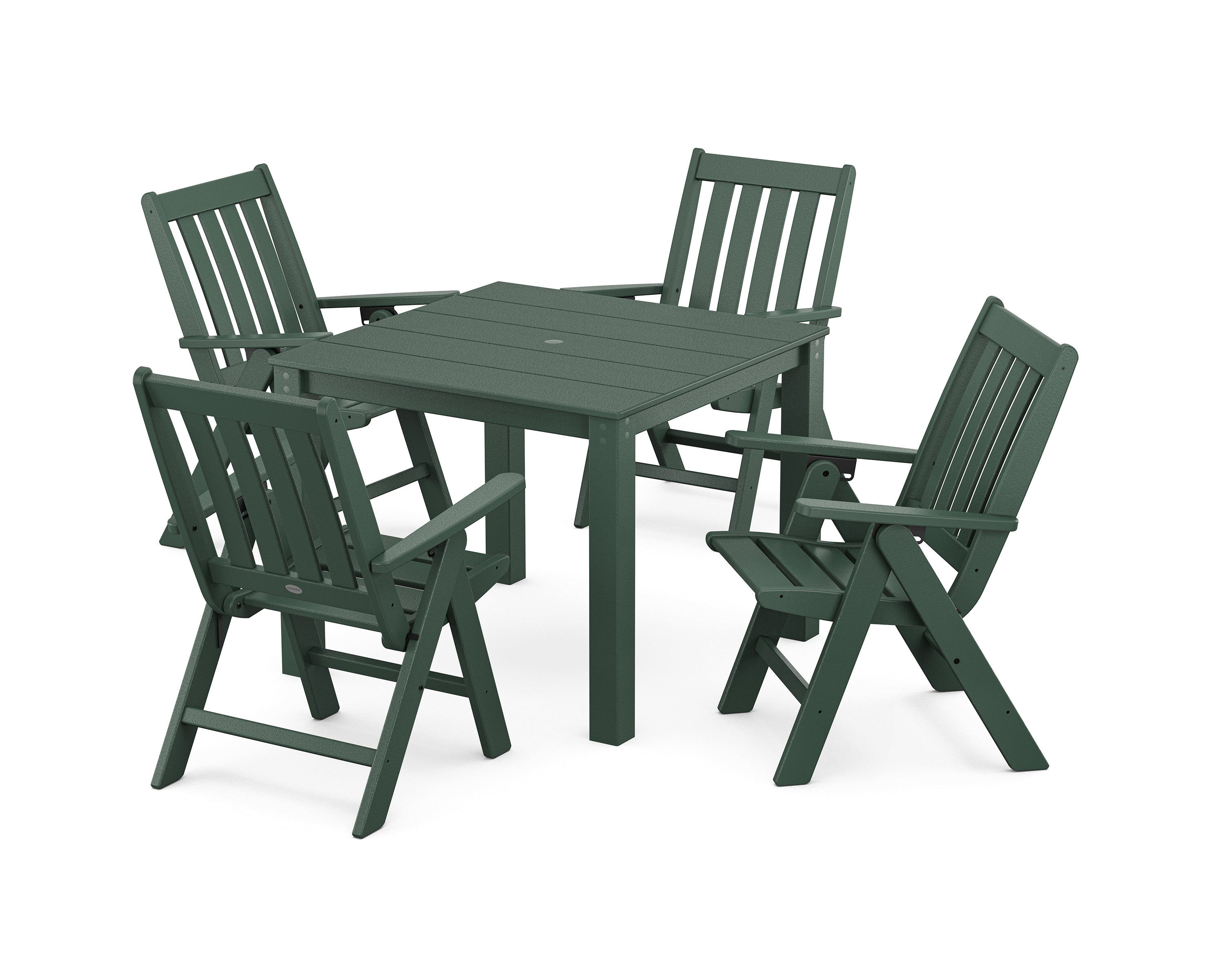 POLYWOOD Vineyard Folding Chair 5-Piece Parsons Dining Set in Green