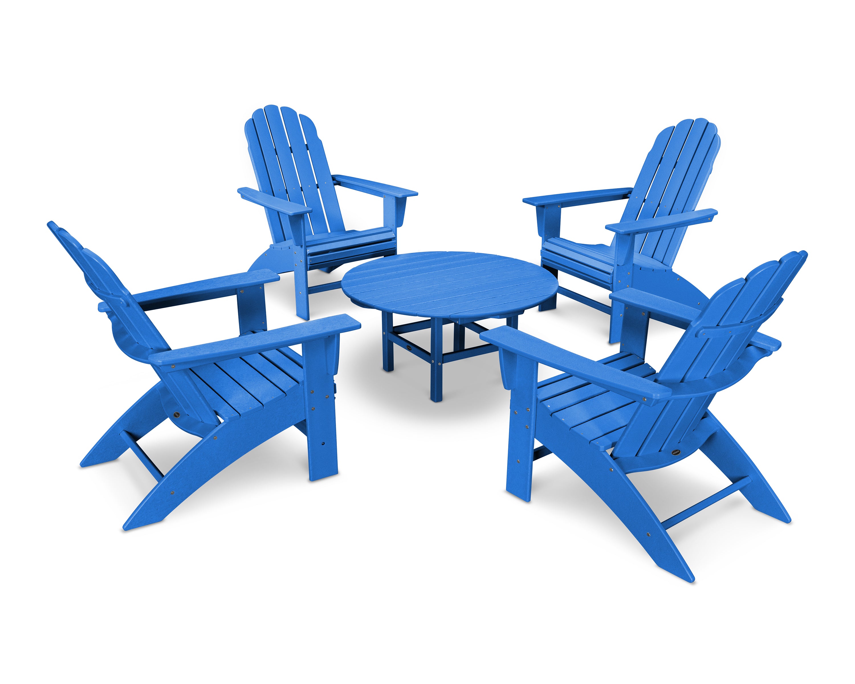 POLYWOOD Vineyard 5-Piece Oversized Adirondack Set in Pacific Blue