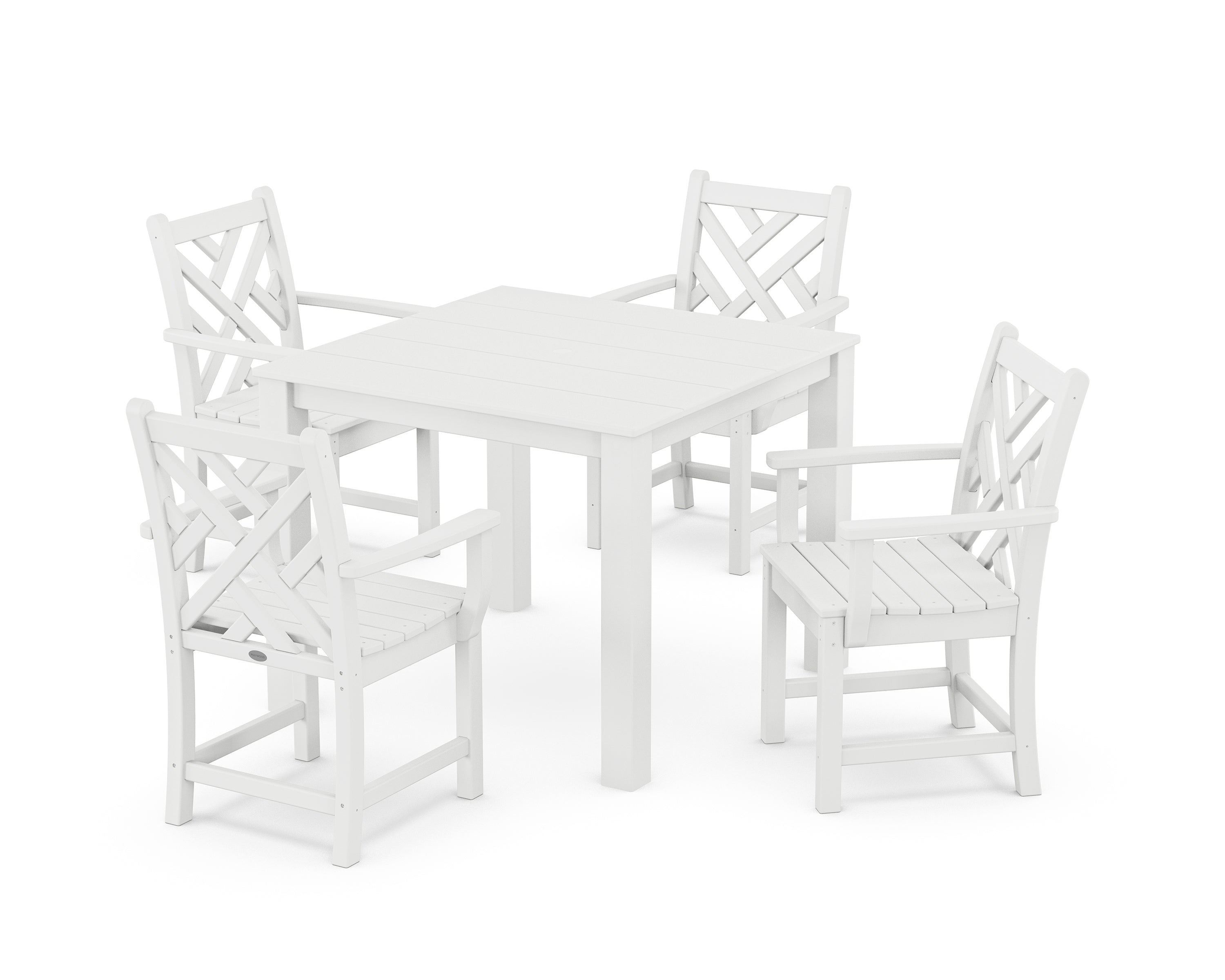 POLYWOOD Chippendale 5-Piece Parsons Dining Set in White