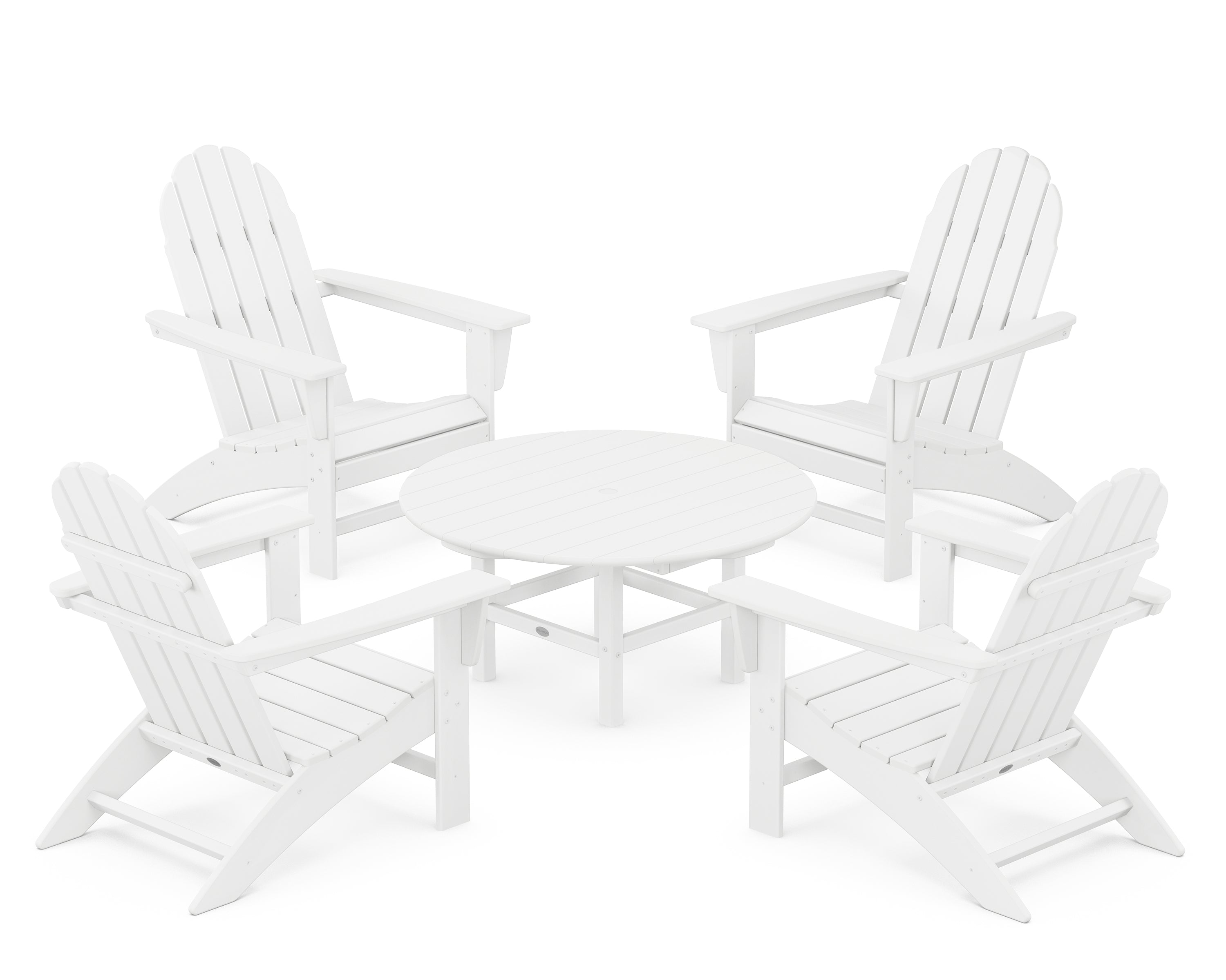 POLYWOOD Vineyard 5-Piece Adirondack Chair Conversation Set in White