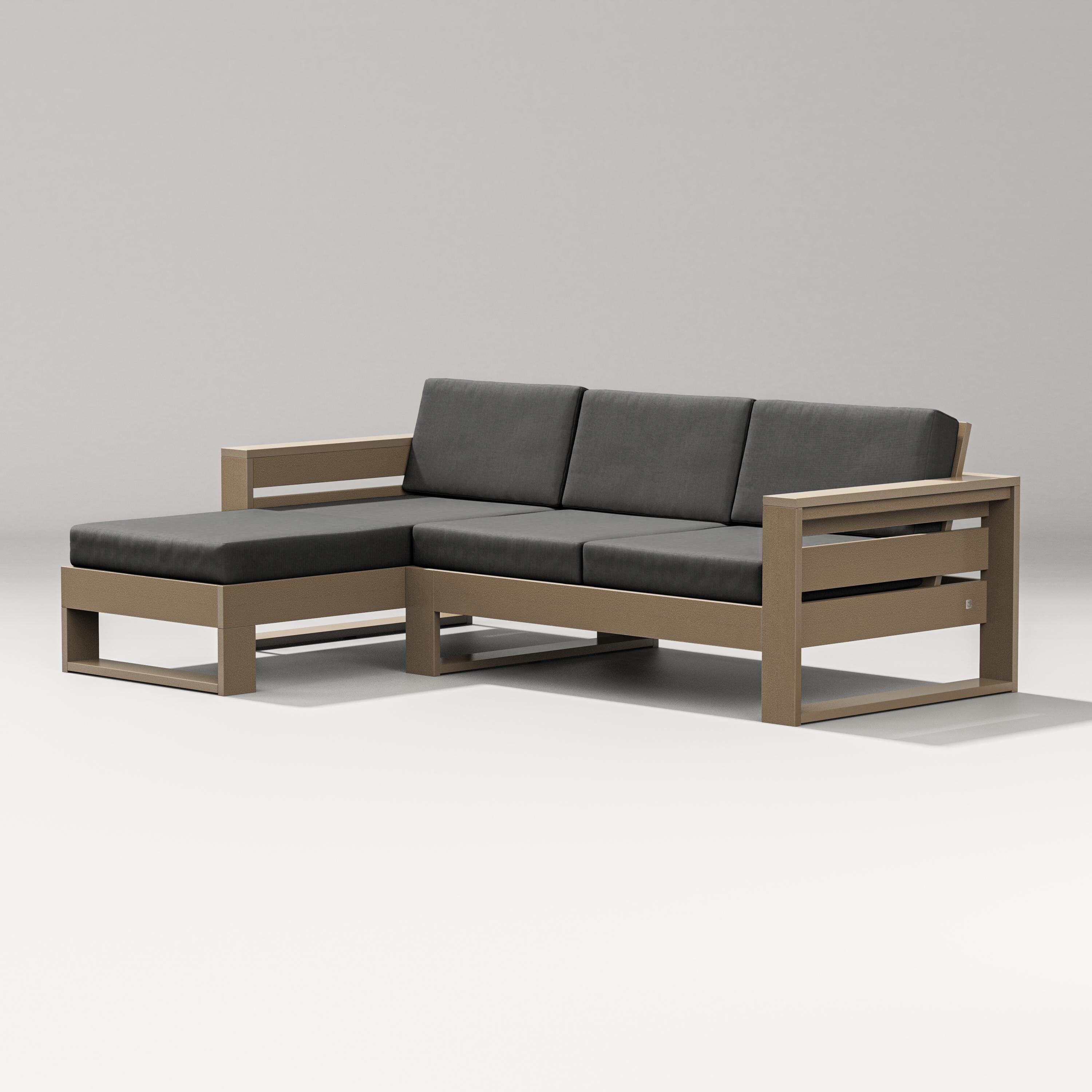 PW Designer Series Latitude Left Chaise Sectional in Vintage Sahara / Spectrum Carbon