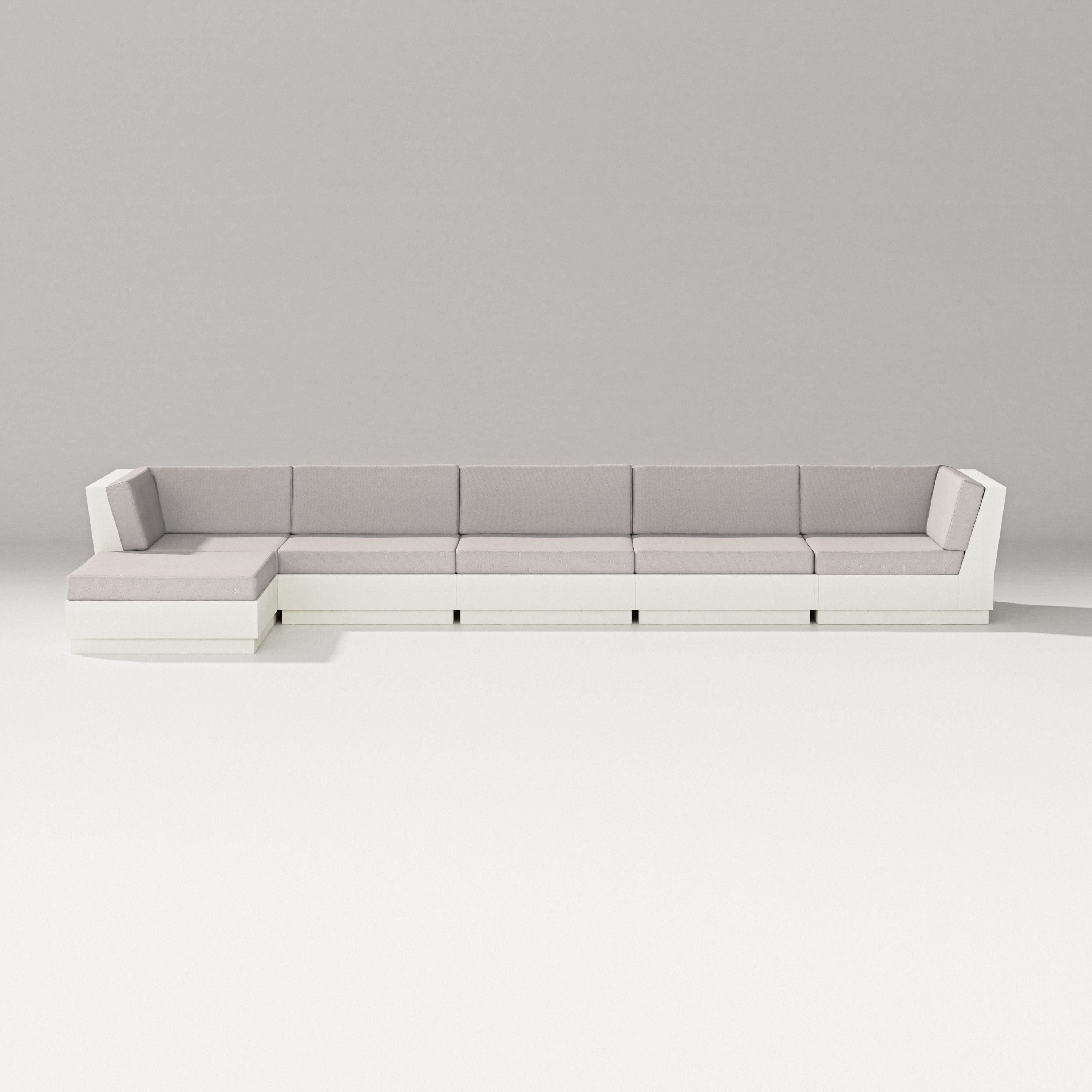 PW Designer Series Elevate 6-Piece Chaise Sectional in Vintage White / Dune Burlap