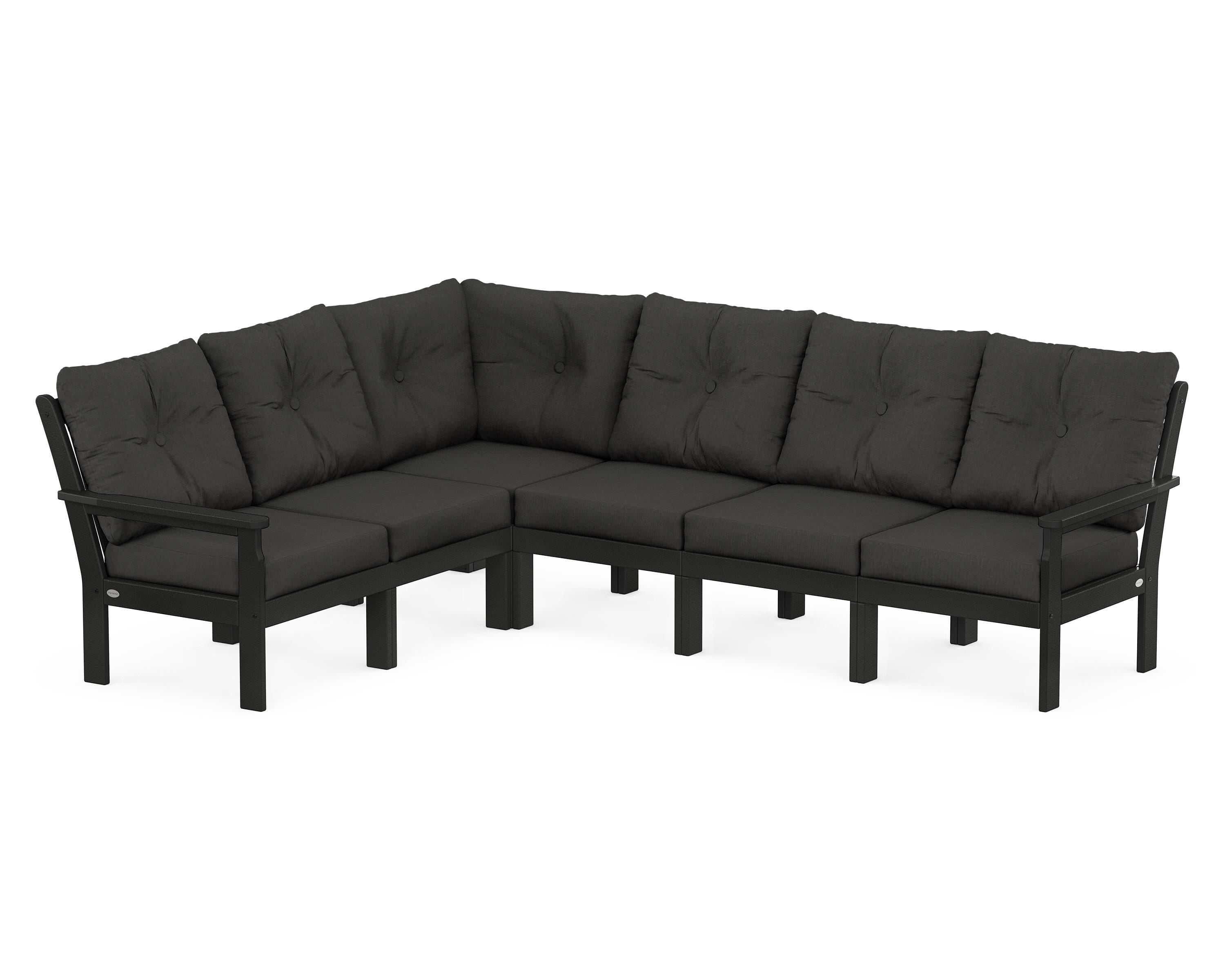 POLYWOOD Vineyard 6-Piece Sectional in Black / Spectrum Carbon