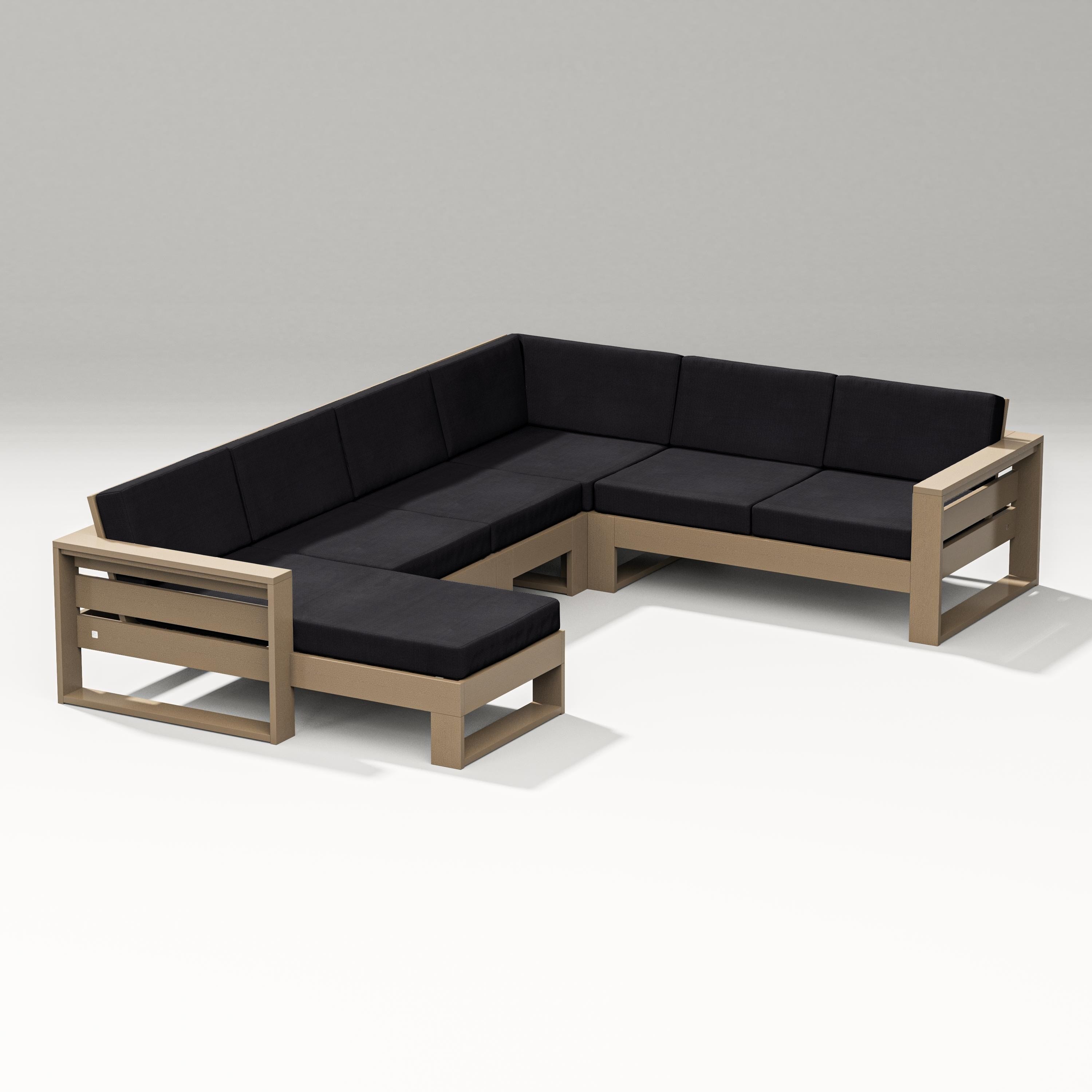 PW Designer Series Latitude Corner Sectional with Left Chaise in Vintage Sahara / Midnight Linen