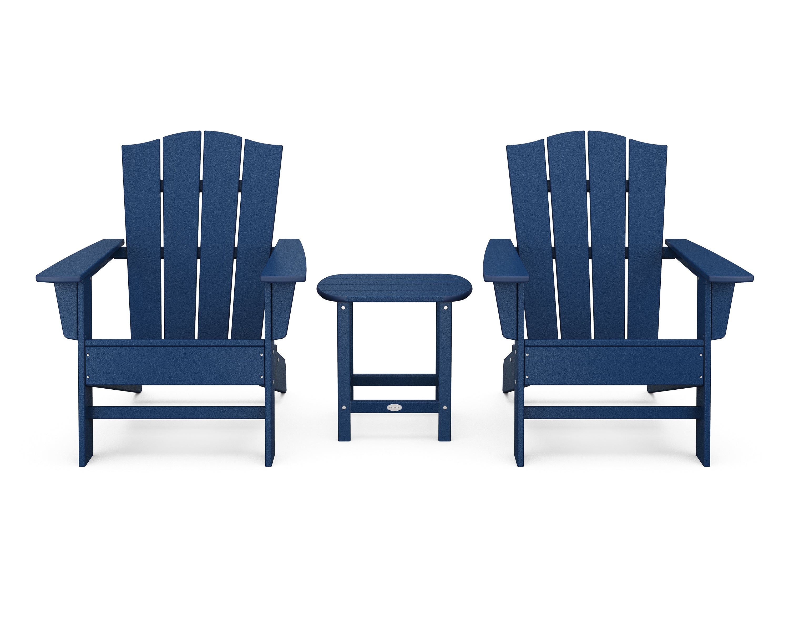 POLYWOOD® Wave 3-Piece Adirondack Chair Set with The Crest Chairs in Navy