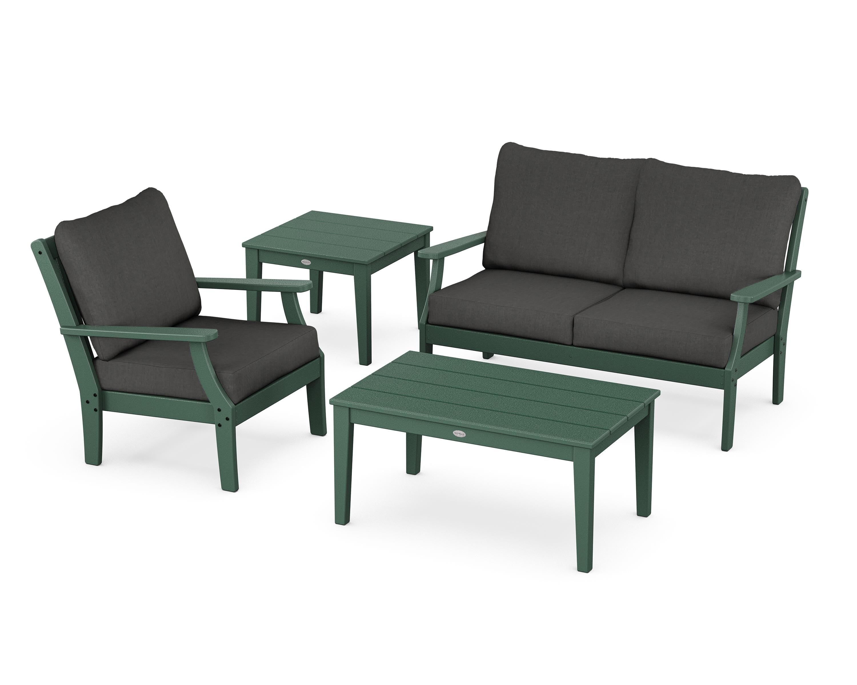 POLYWOOD Braxton 4-Piece Deep Seating Set in Green / Spectrum Carbon