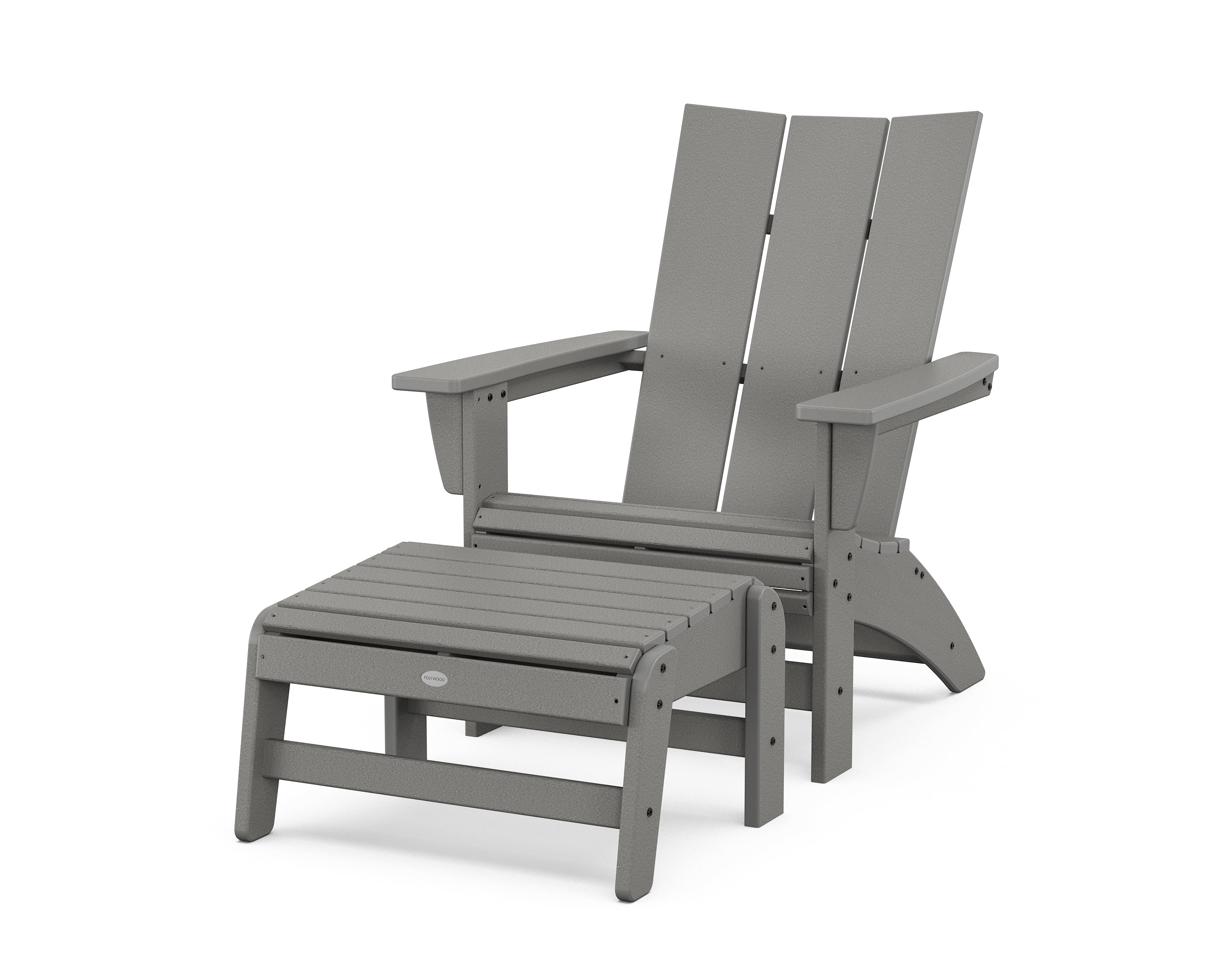 POLYWOOD® Modern Grand Adirondack Chair with Ottoman in Slate Grey