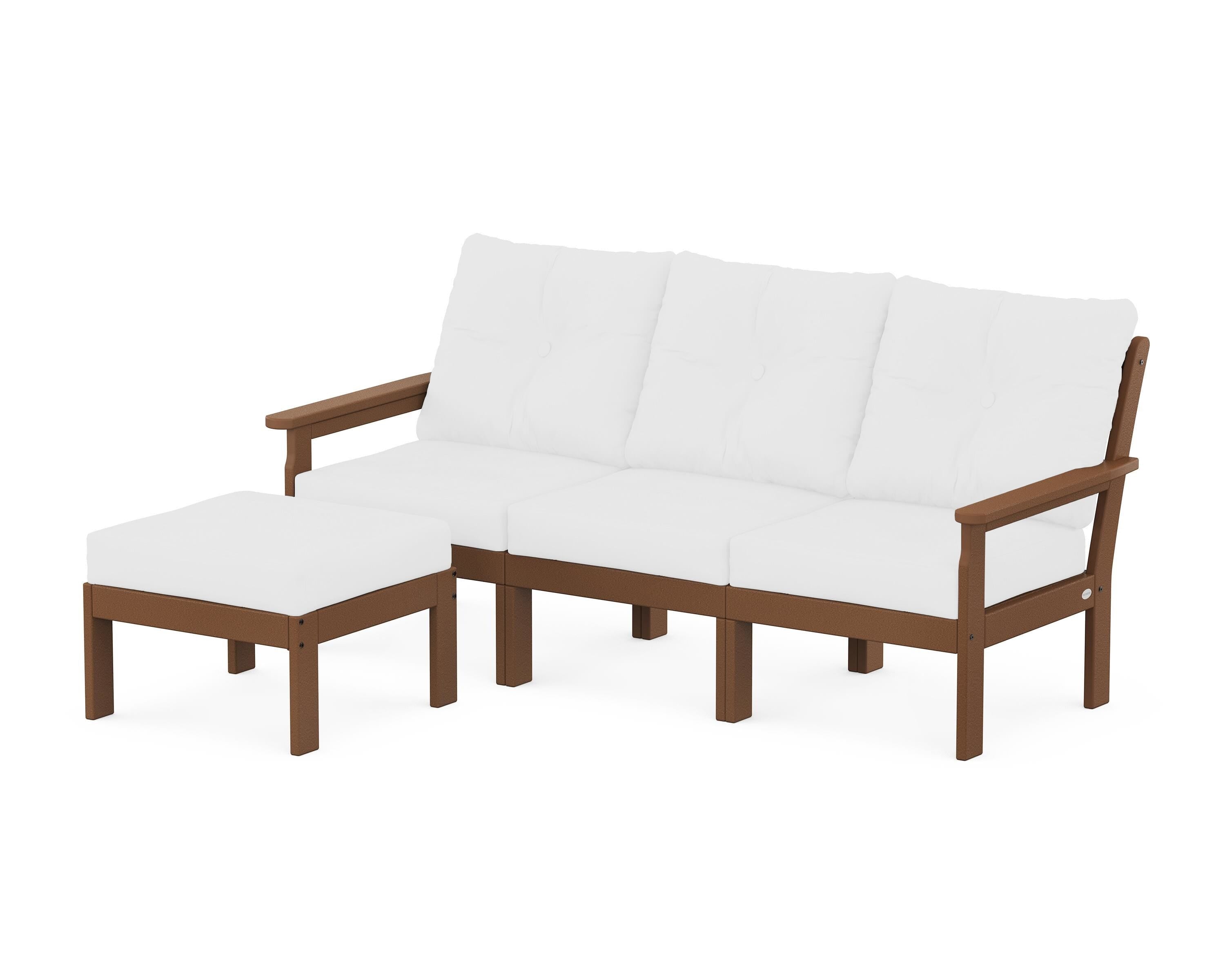 POLYWOOD Vineyard 4-Piece Sectional with Ottoman in Teak / Natural