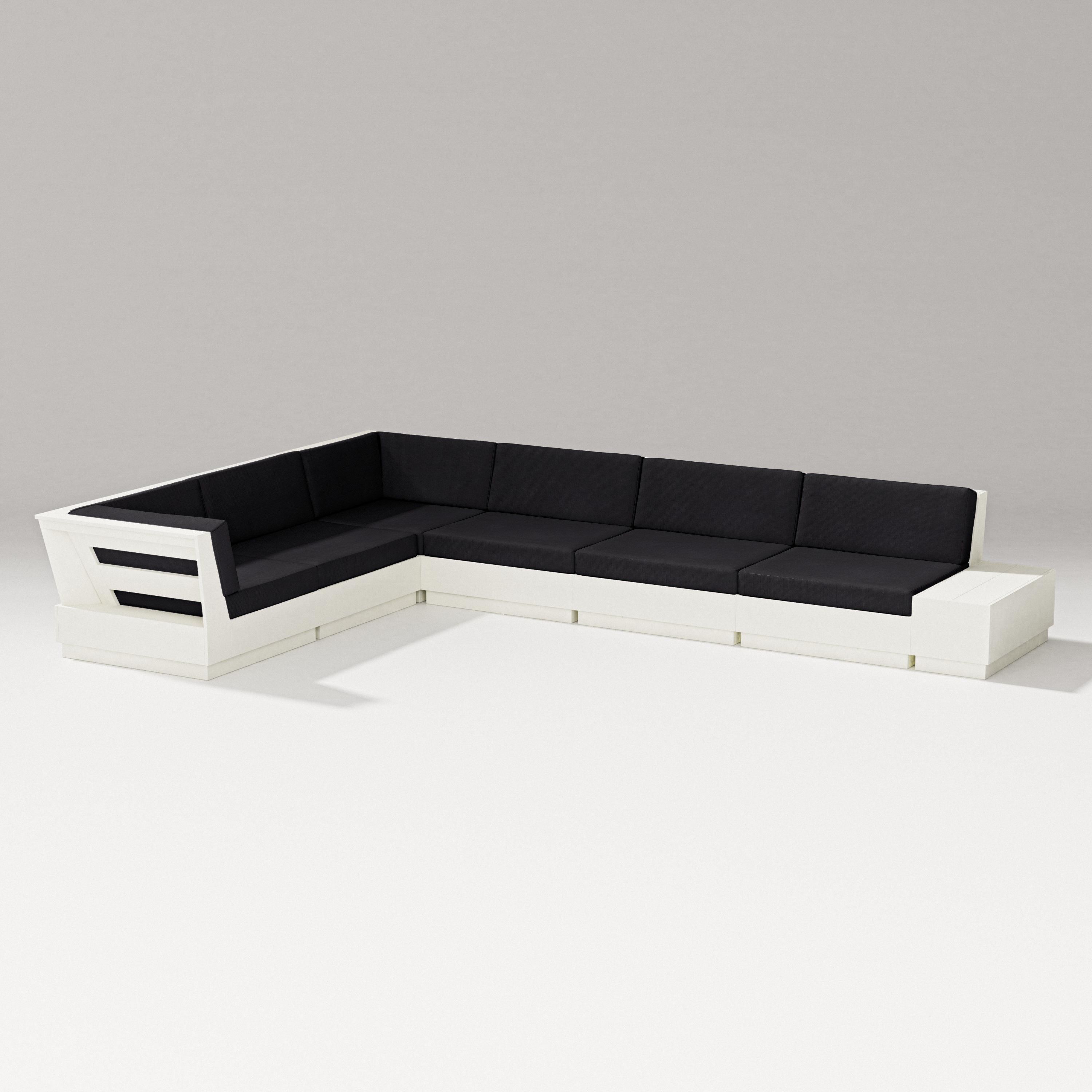 PW Designer Series Elevate 7-Piece Corner Sectional in Vintage White / Midnight Linen