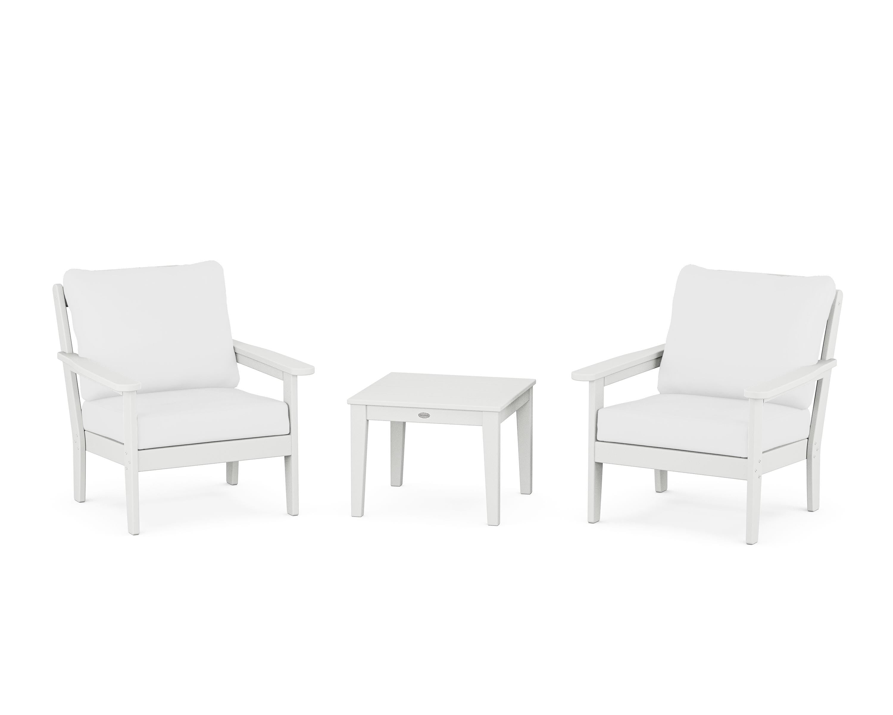 Country Living Cottage 3-Piece Deep Seating Set in White / Natural