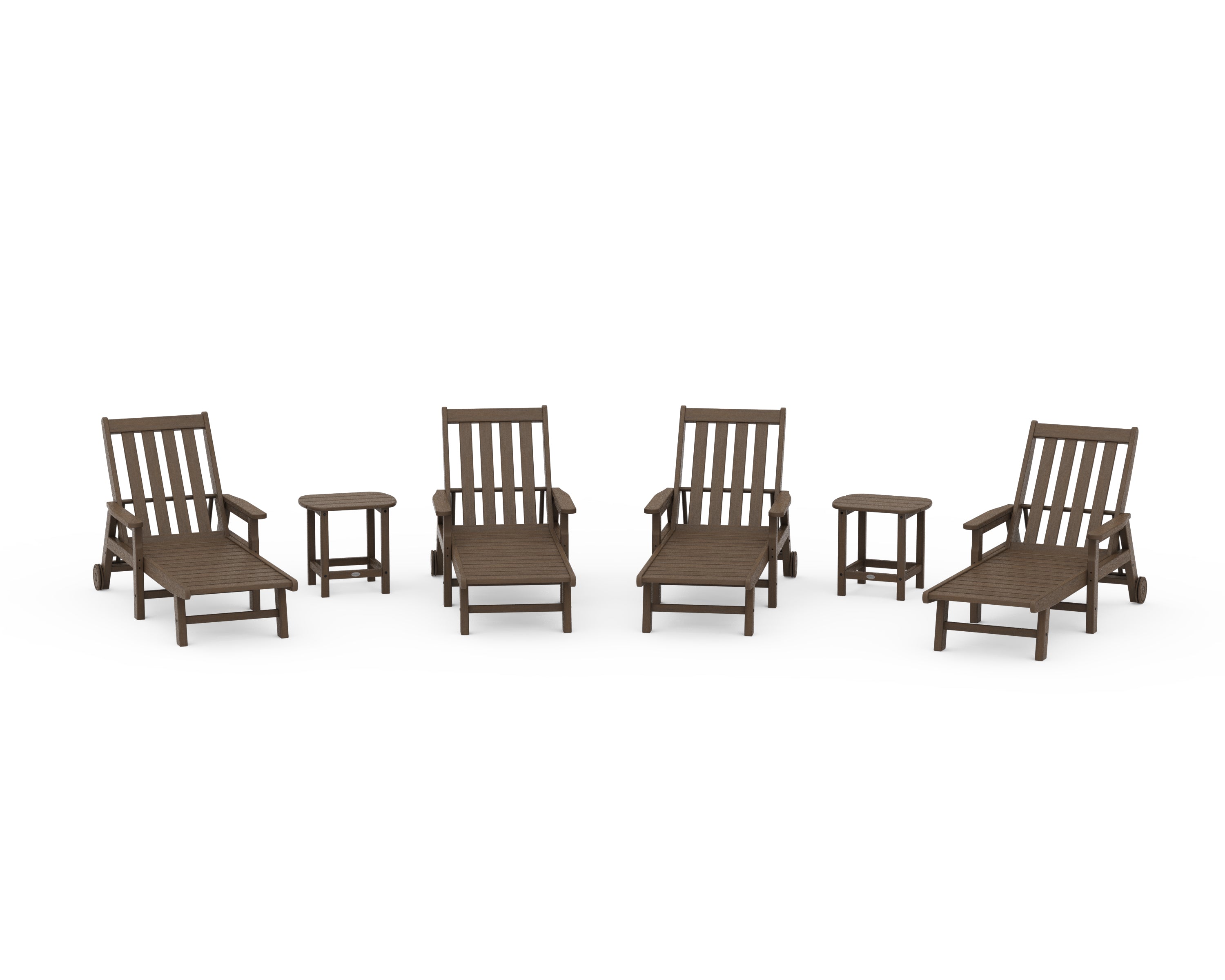 POLYWOOD Vineyard 6-Piece Chaise with Arms and Wheels Set in Kona